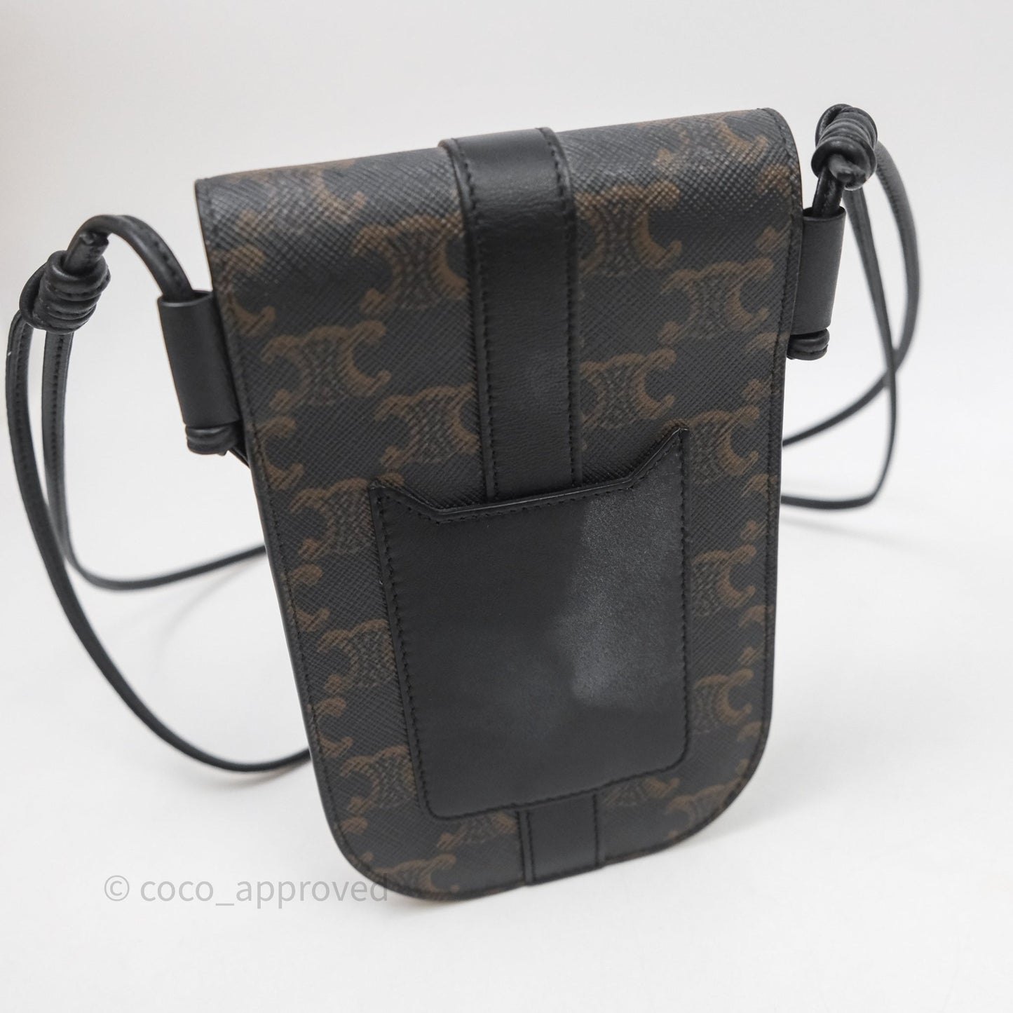 Celine Phone Pouch Black Triomphe Canvas