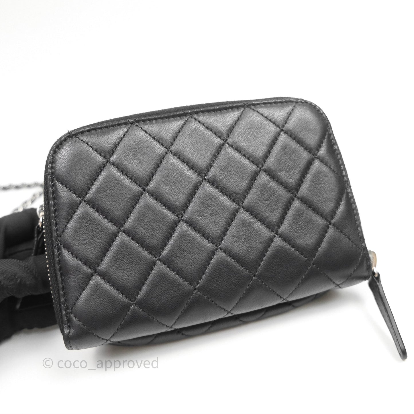 Chanel Mini Quilted Double Pouch Bag Lambskin Sliver Hardware