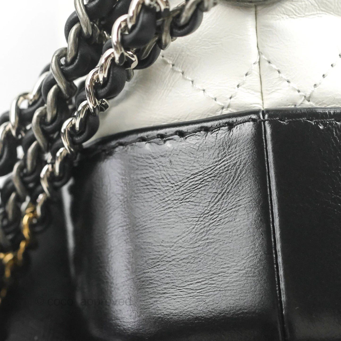Chanel Quilted Small Gabrielle Hobo White Black Calfskin Mixed Hardware