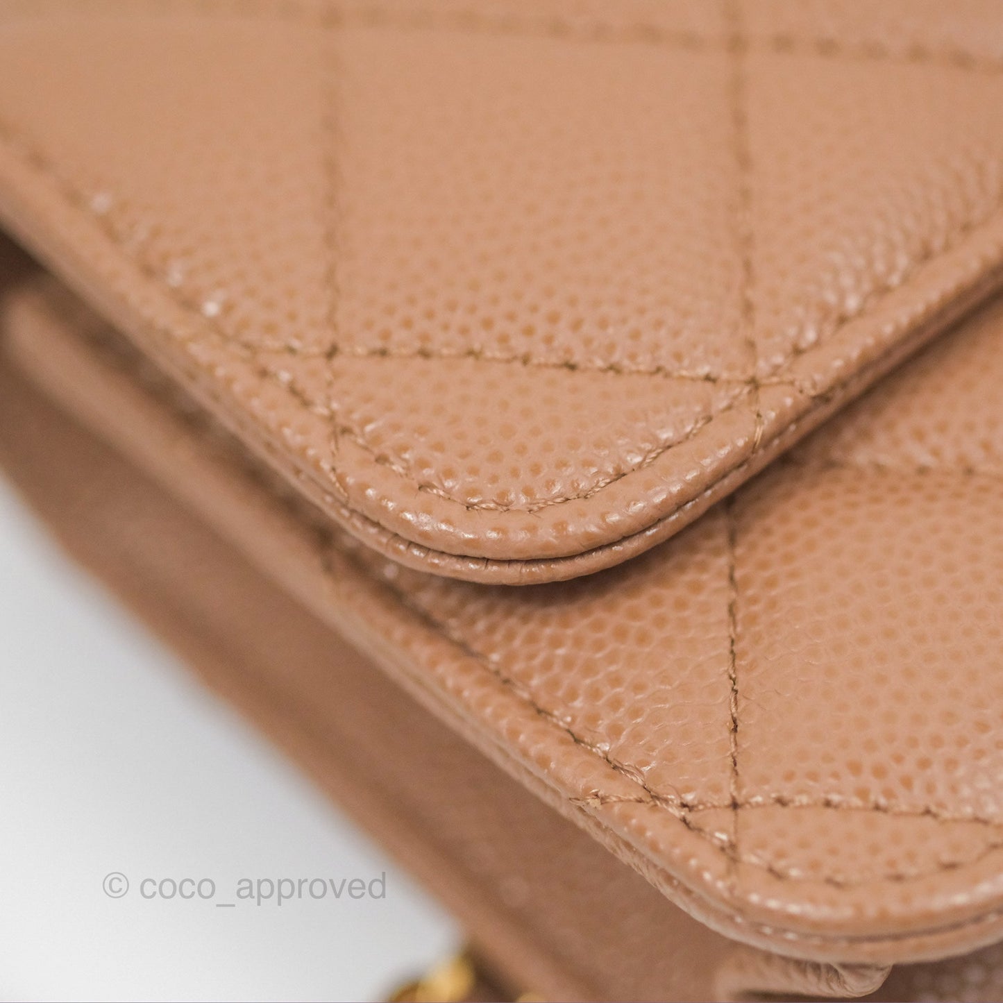 Chanel Coco First Phone Holder Dark Beige Caviar Gold Hardware 22K