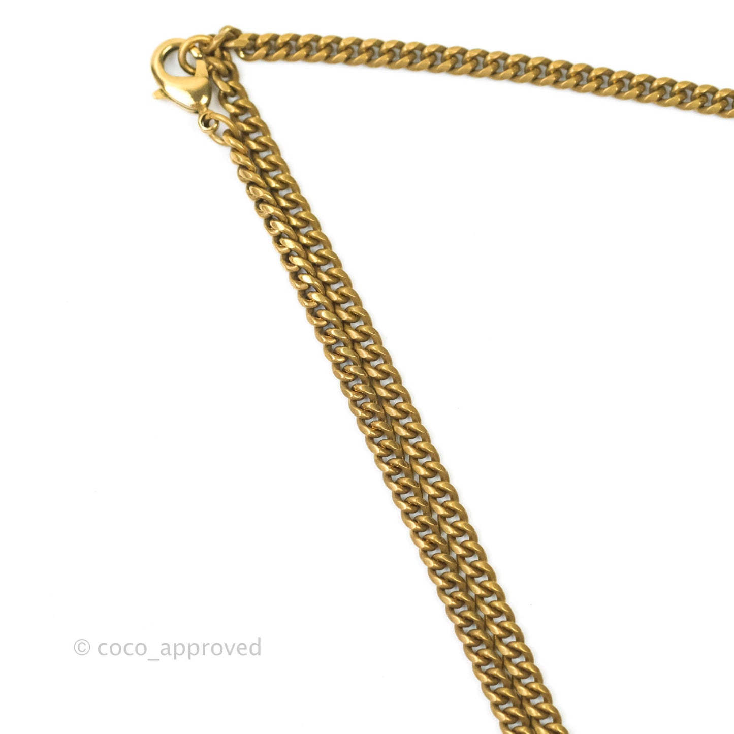 Chanel CC Crystal Pendant Chain Necklace Matte Gold Tone 21C
