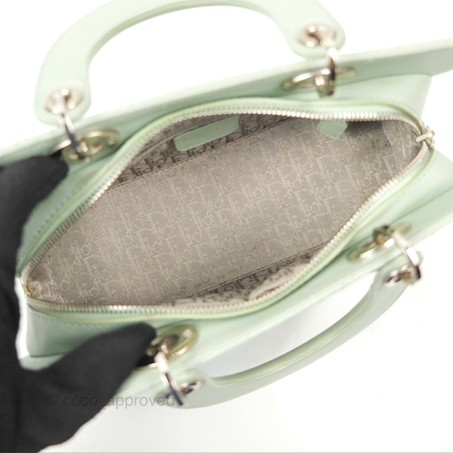 Dior East West Lady Dior Mint Green Calfskin Silver Hardware