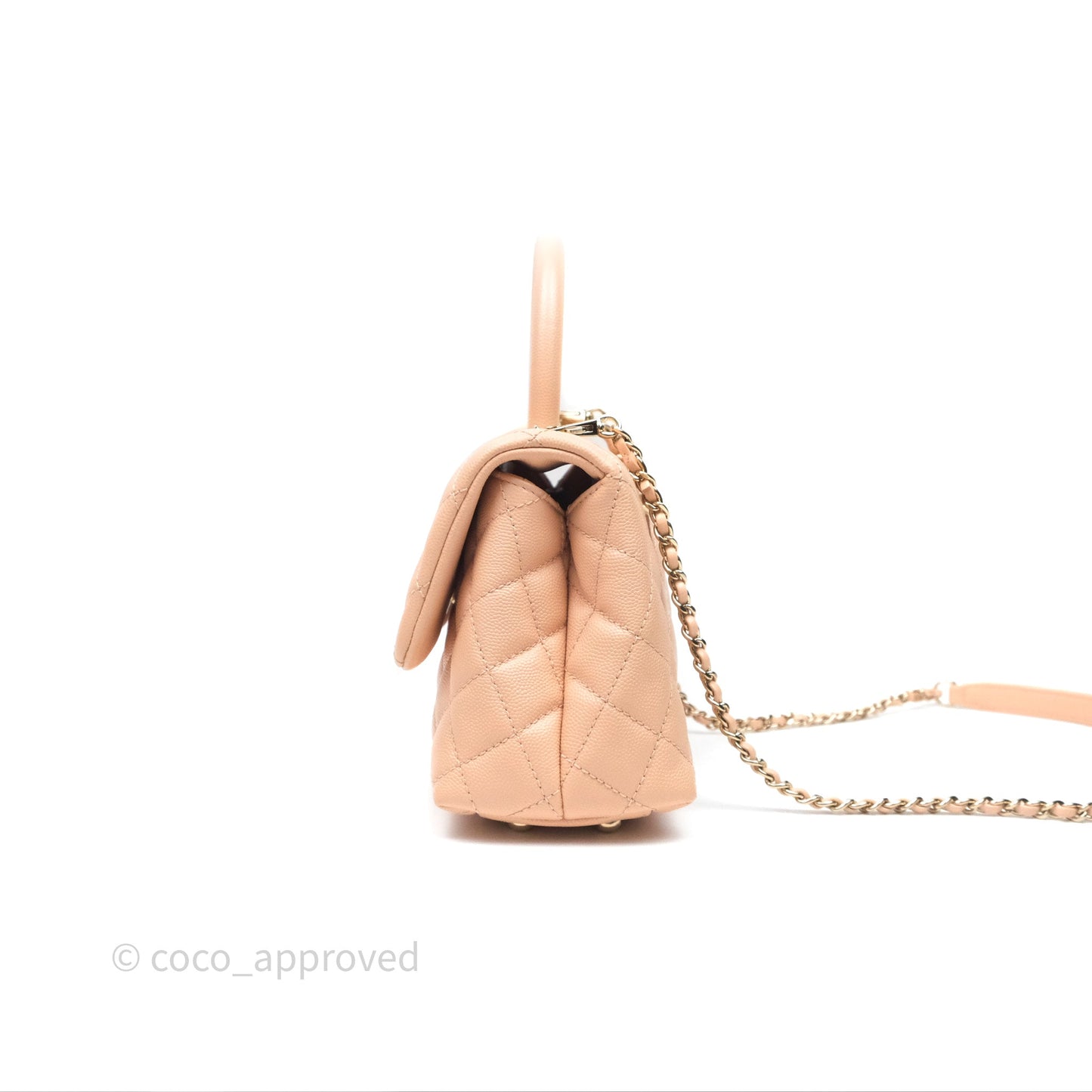 Chanel Small Coco Handle Quilted Pink Beige Caviar Gold Hardware