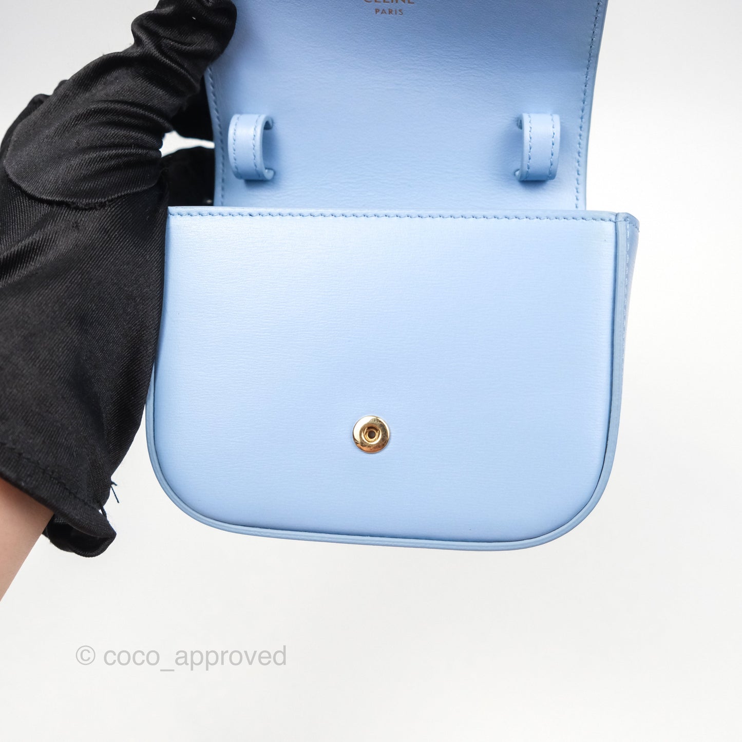 Celine Mini Triomphe Shiny Calfskin Light Blue