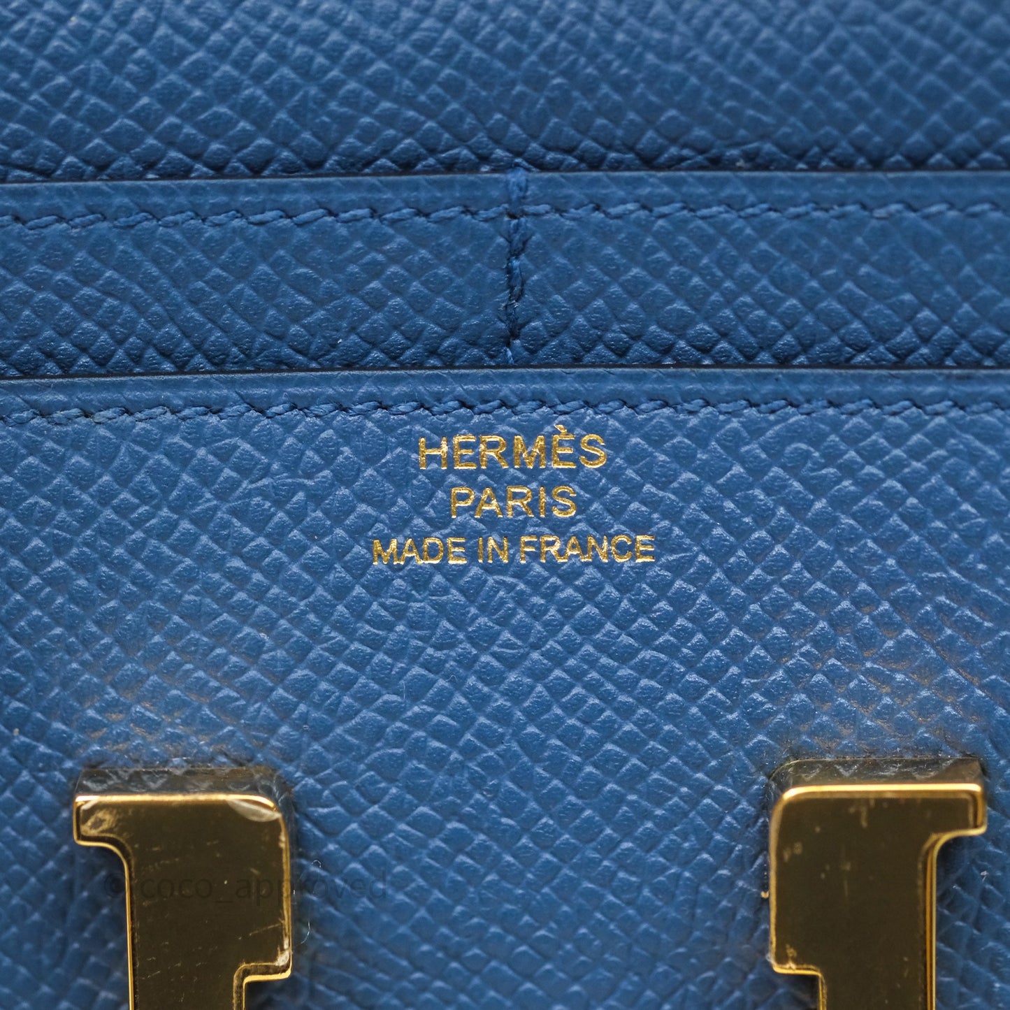 Hermès Constance Short Wallet Bleu Agate R2 Epsom Gold Hardware