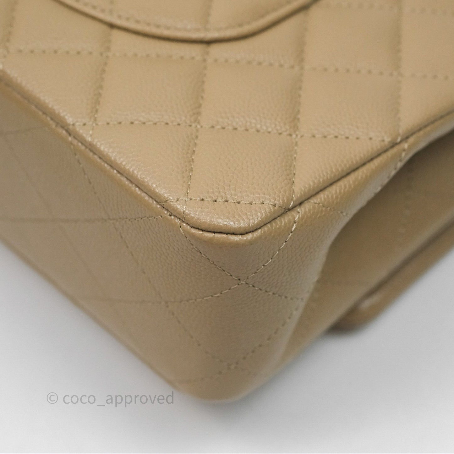 Chanel Classic M/L Medium Flap Quilted Dark Beige Caviar Gold Hardware