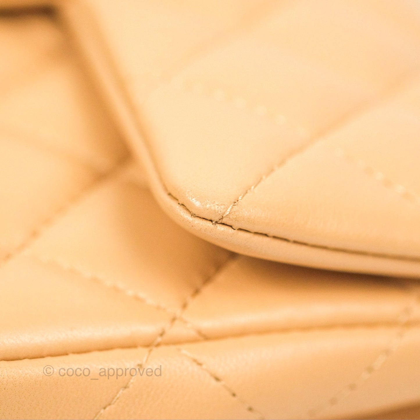 Chanel Quilted Mini Rectangular Flap Beige Lambskin Gold Hardware