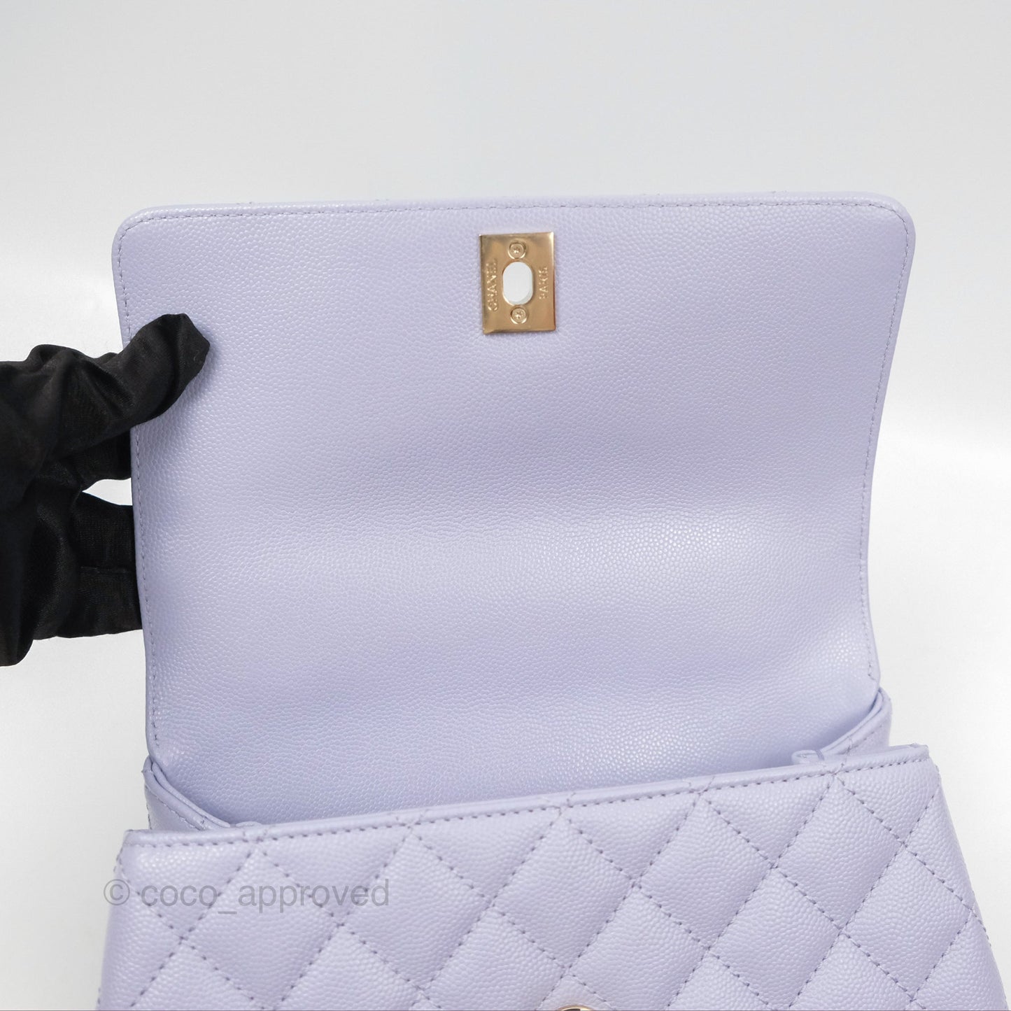 Chanel Small Coco Handle Lilac Caviar Gold Hardware