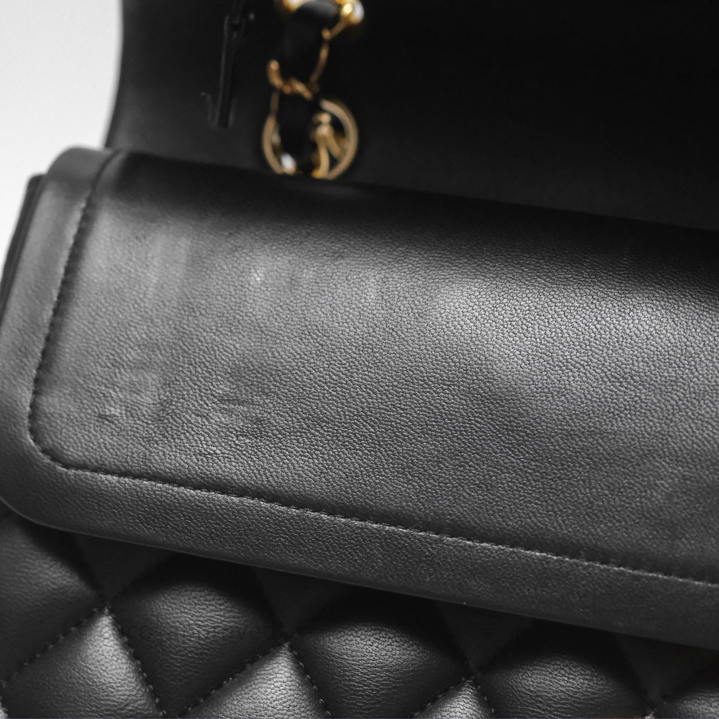 Chanel Classic M/L Medium Flap Quilted Black Lambskin Gold Hardware