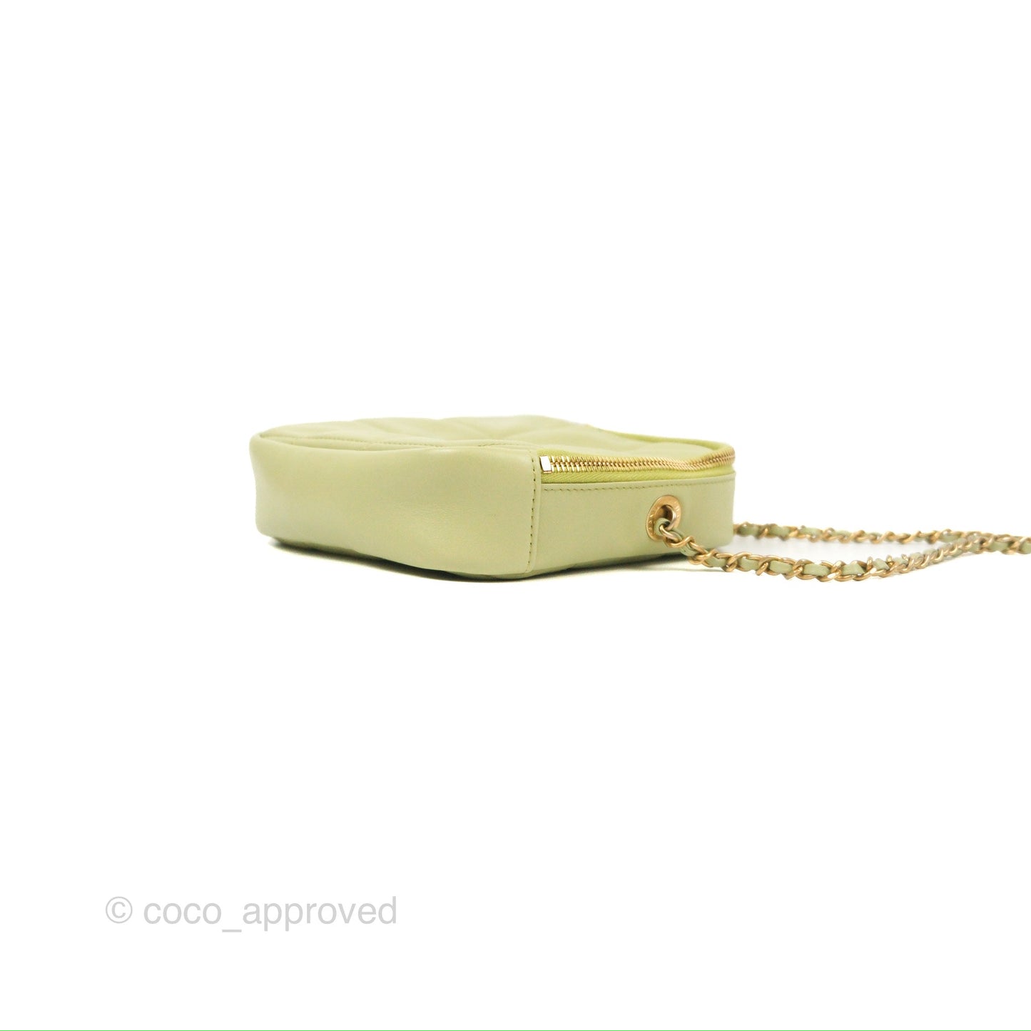 Chanel Small Quilted Diamond Cut Bag Green Lambskin Aged Gold Hardware