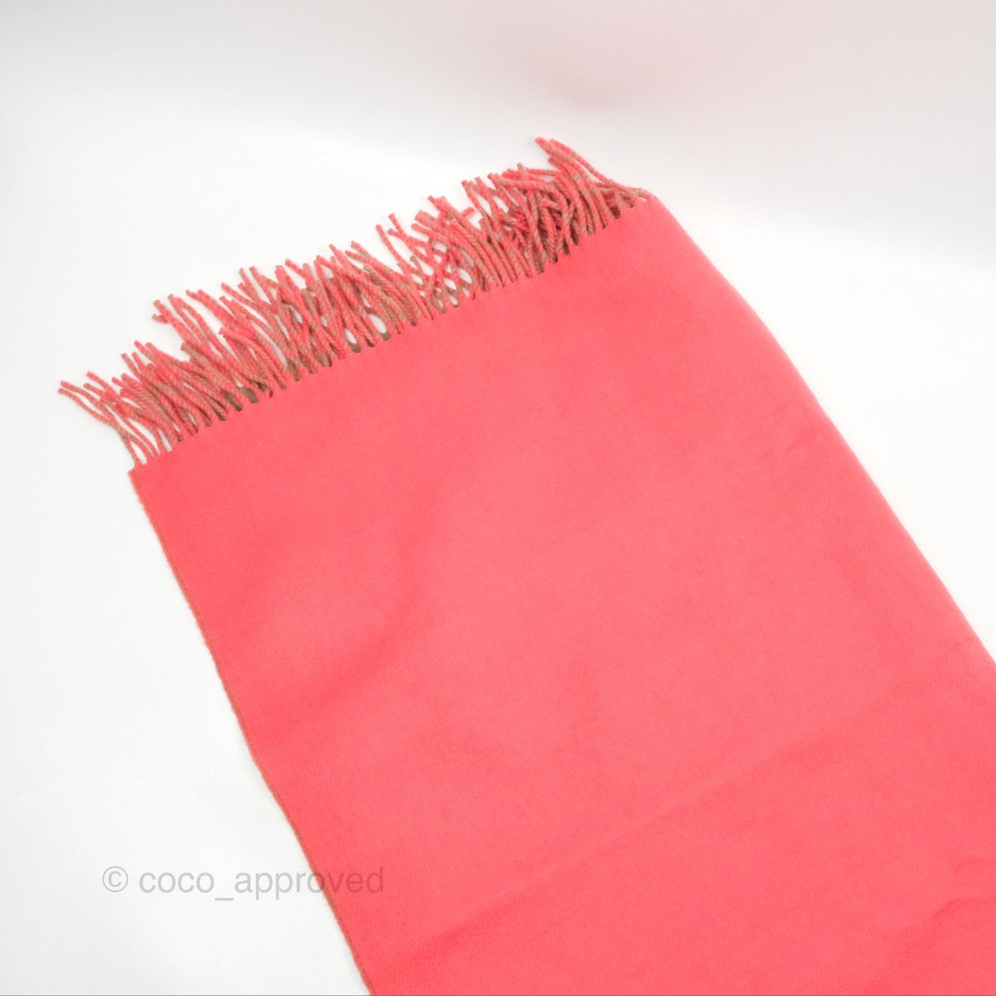 Hermes Cashmere Fringe Double Face Scarf Stole Etoupe/Pink