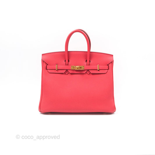Hermes Birkin 25 Retourne Red Togo Gold Hardware