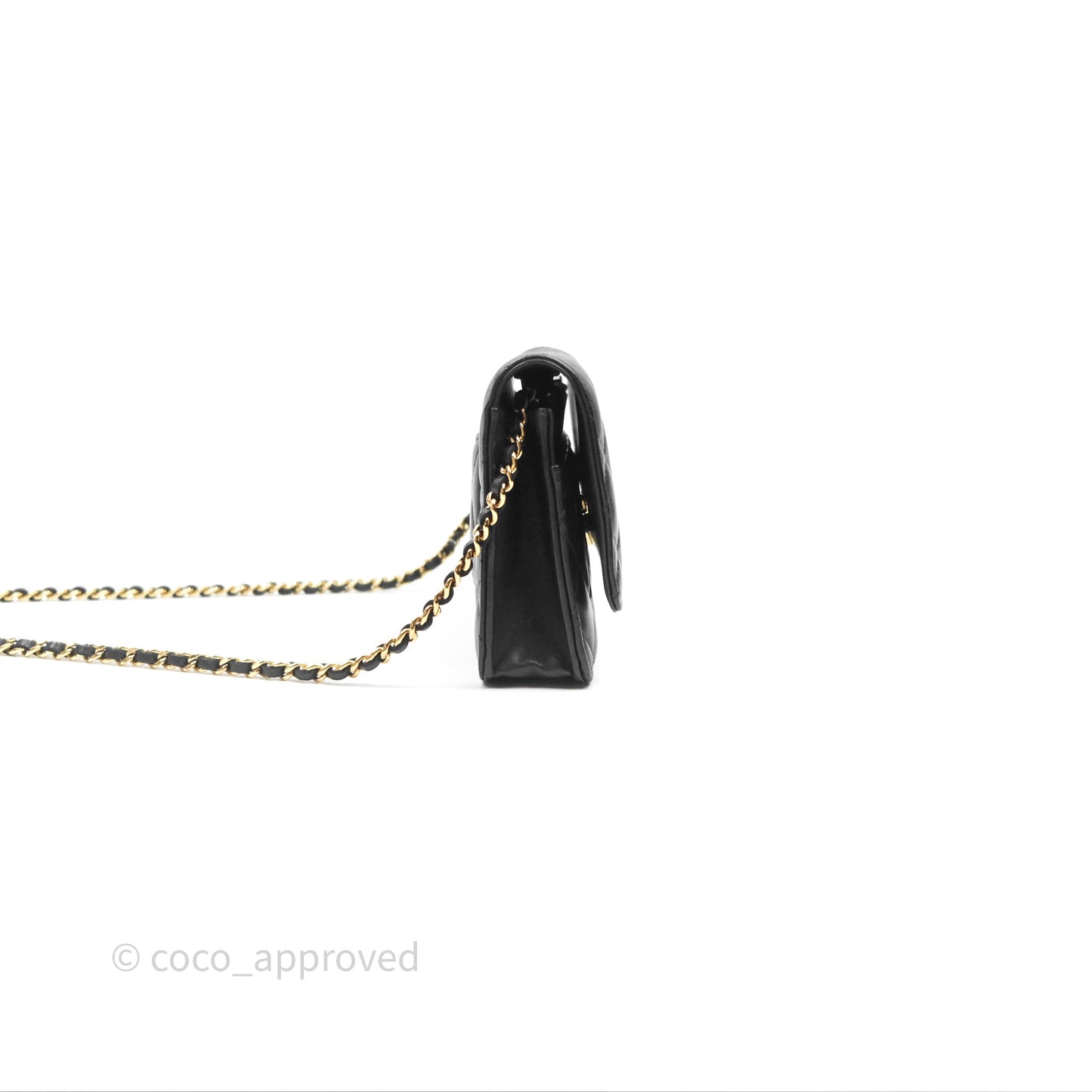 Chanel Quilted Classic Wallet on Chain WOC Black Lambskin Gold Hardware