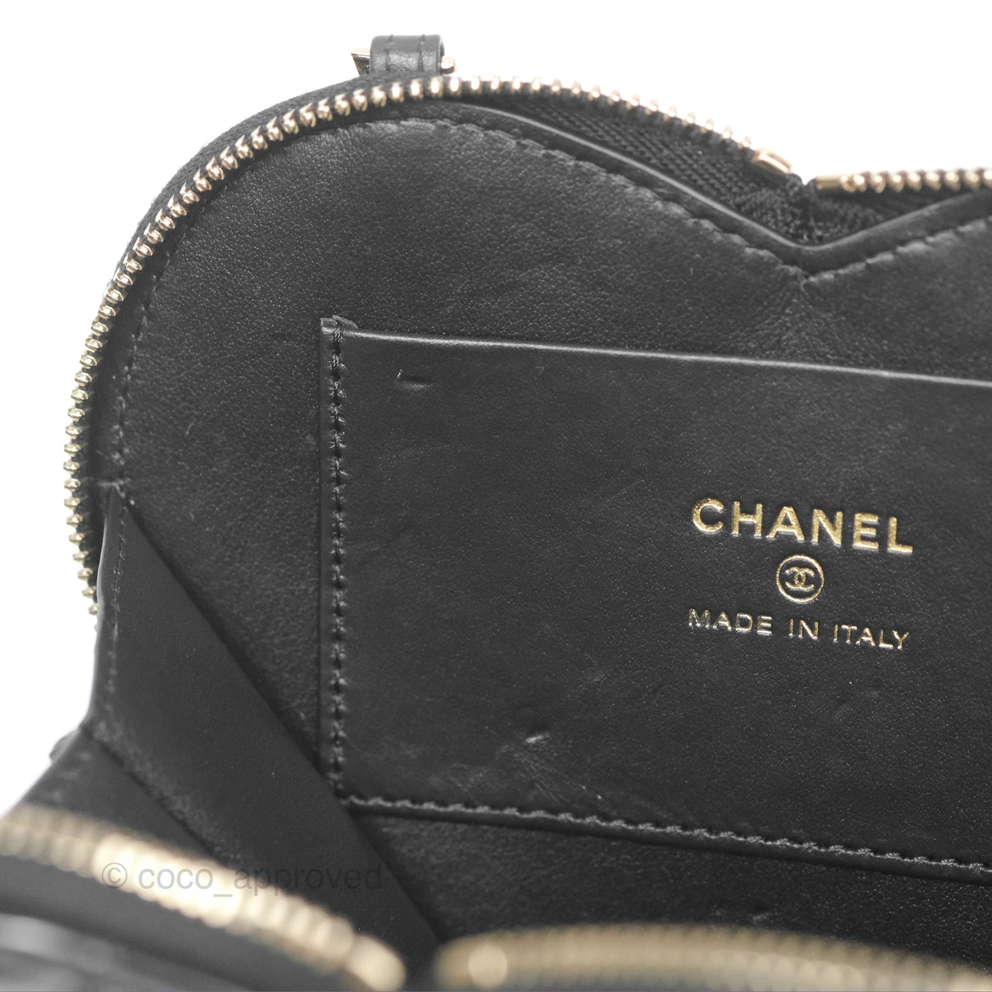 Chanel Heart Clutch with Chain with Coin Purse Black White Patent
