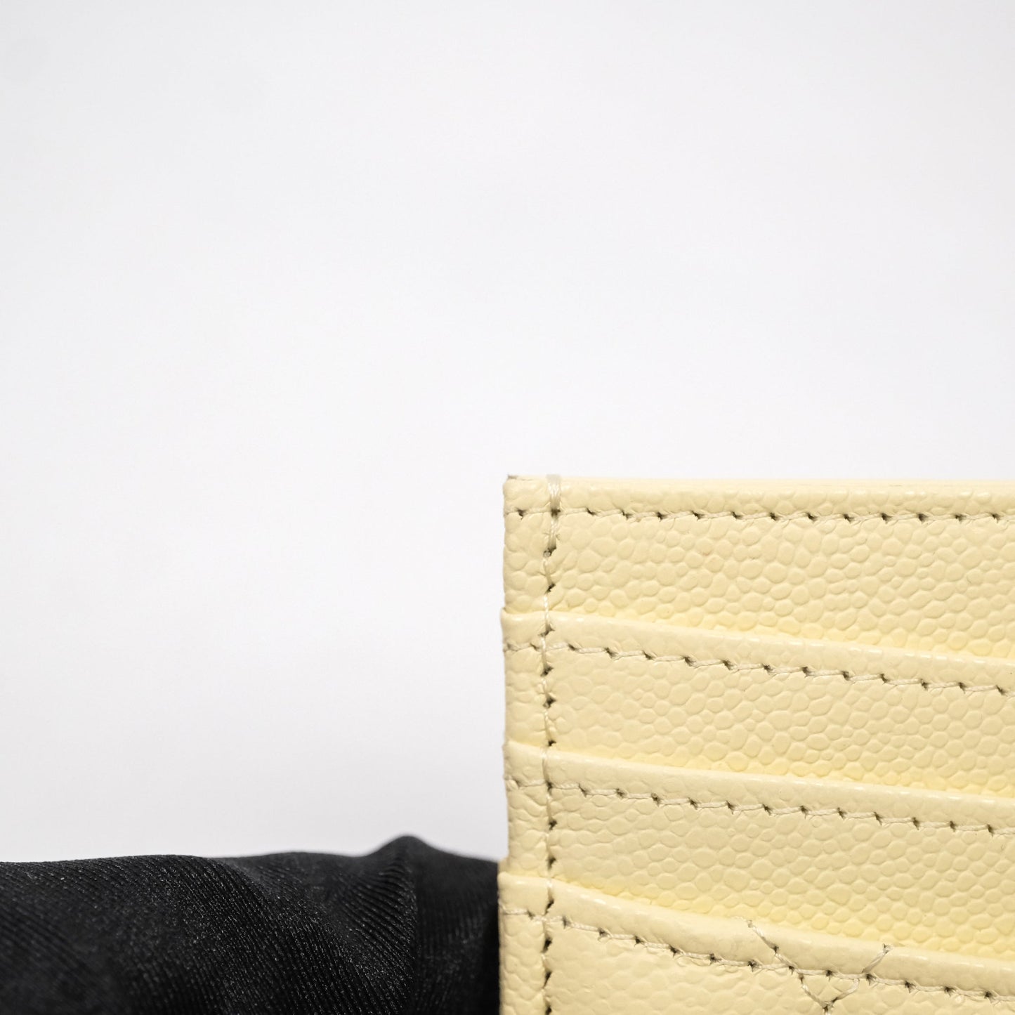 Chanel Quilted Card Holder Yellow Caviar Gold Hardware