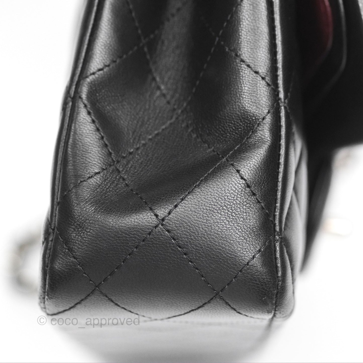 Chanel Classic M/L Medium Flap Quilted Black Lambskin Silver Hardware