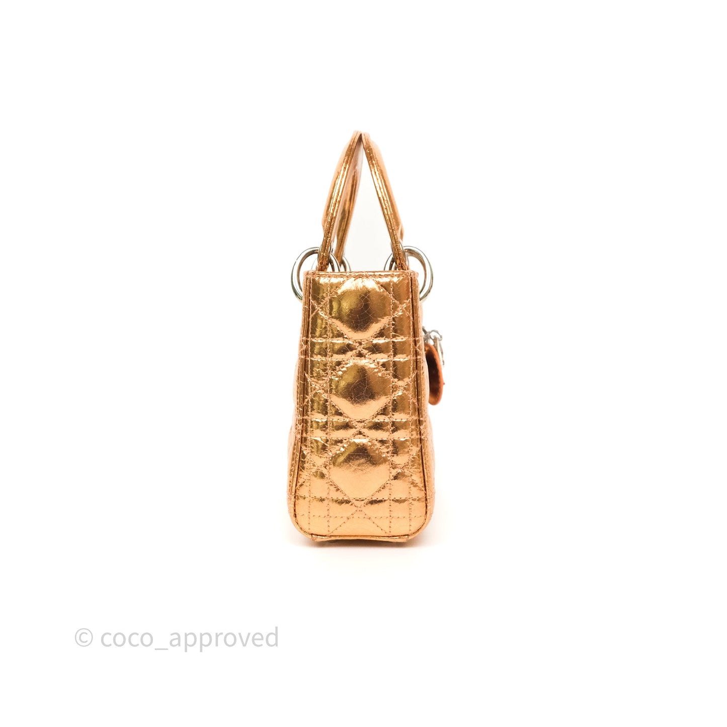 Christian Dior Mini Lady Dior Metallic Copper Cannage Silver Hardware