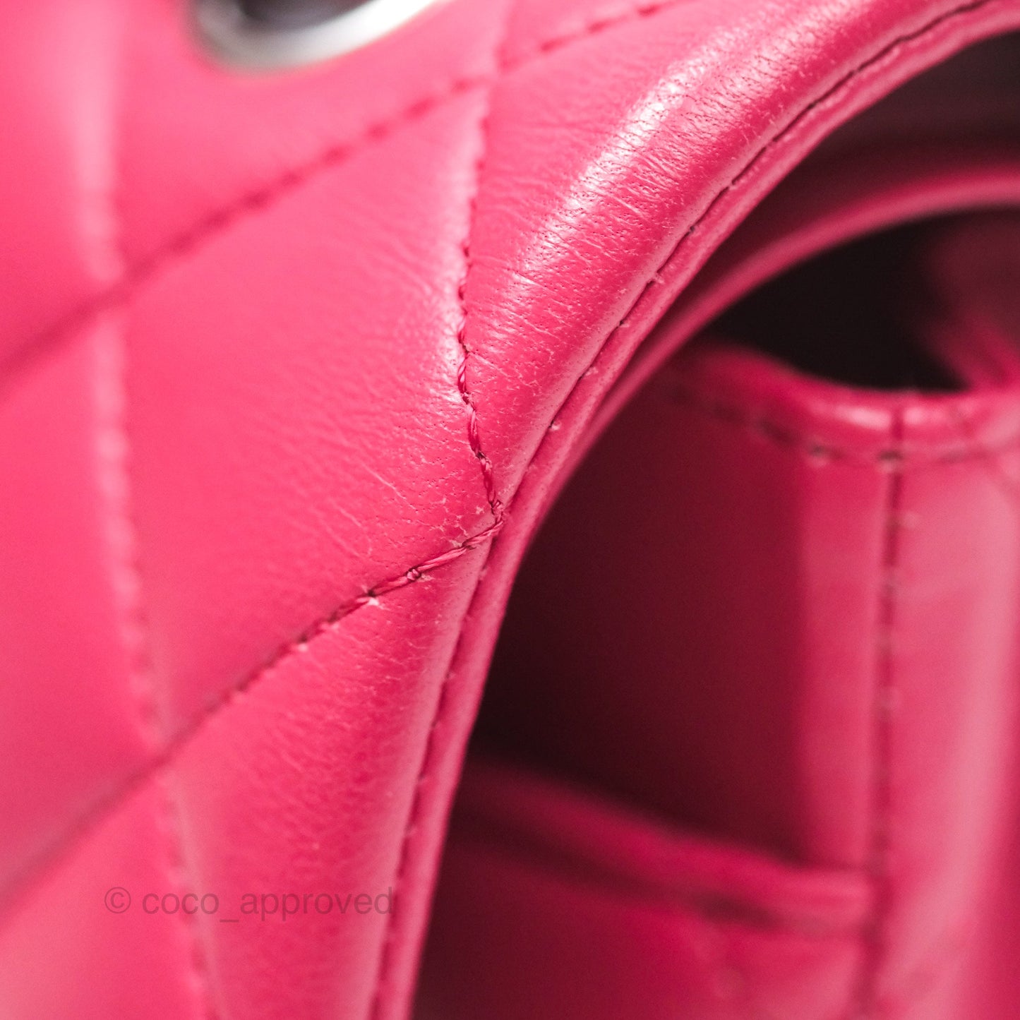 Chanel Classic M/L Medium Flap Quilted Dark Pink Lambskin Silver Hardware