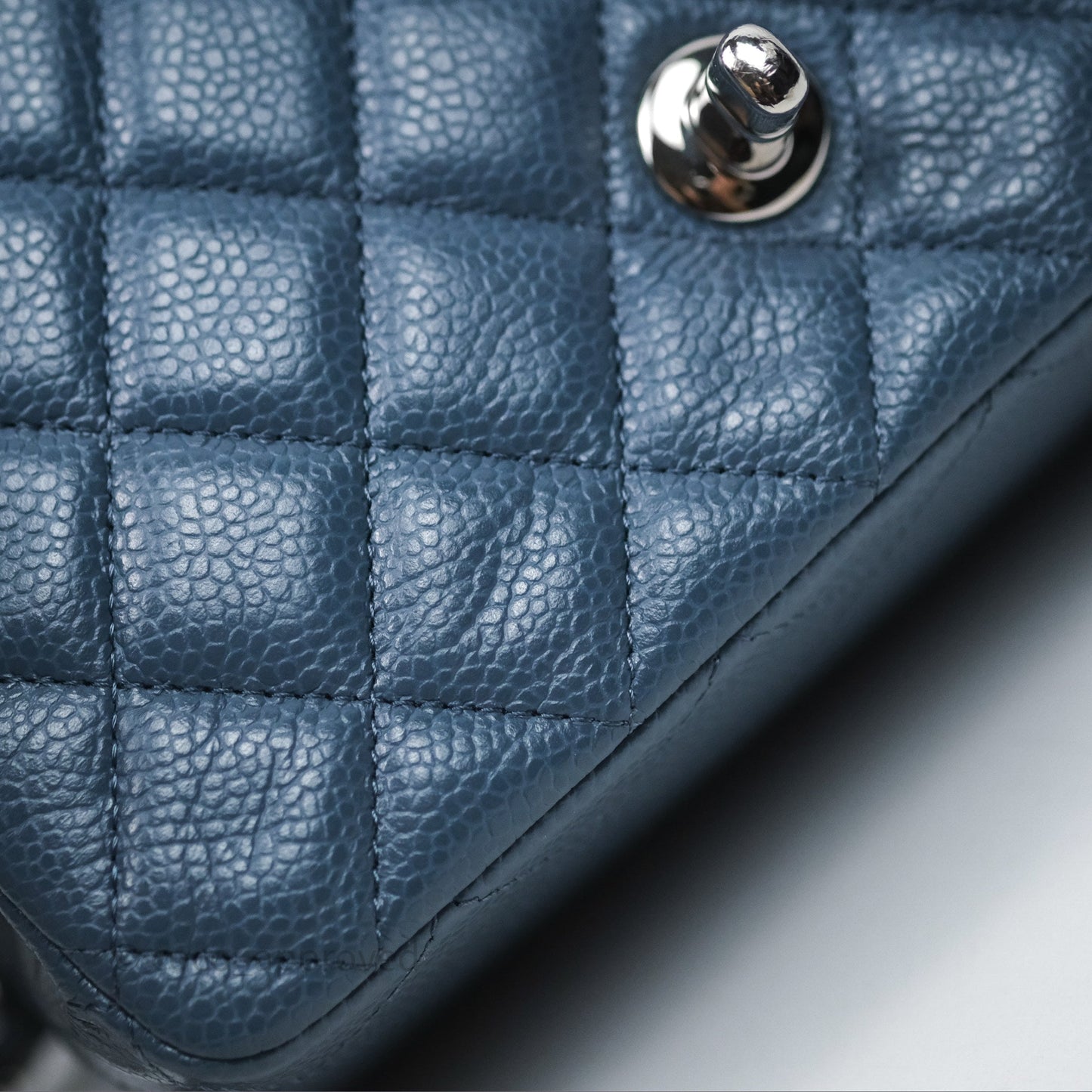 Chanel Quilted Mini Rectangular Blue Caviar Silver Hardware