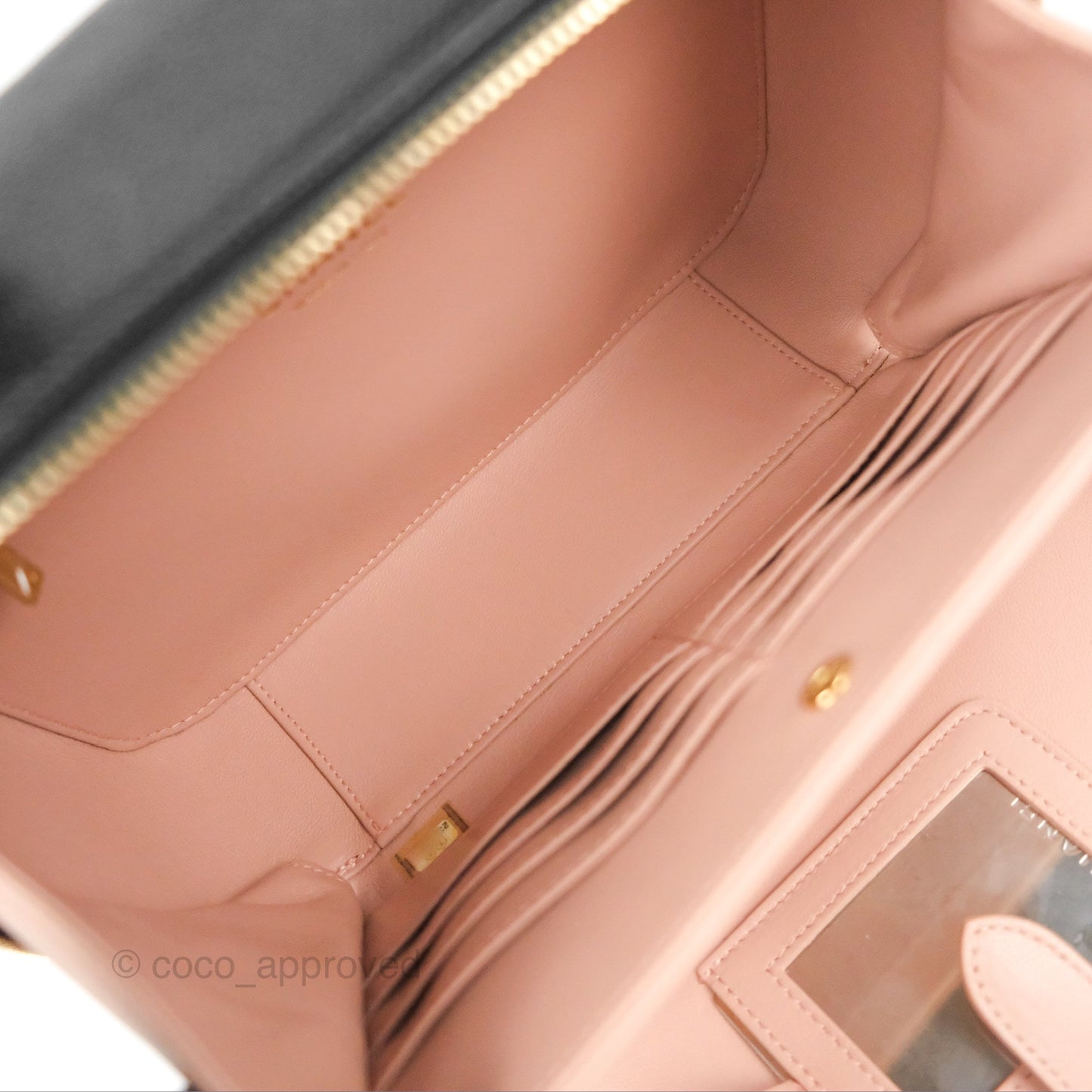 Chanel Quilted Large CC Filigree Vanity Case Black Caviar Gold Hardware