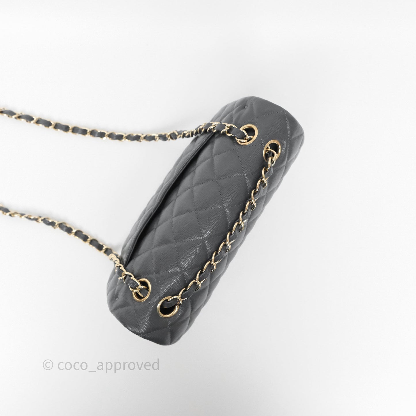 Chanel Small Classic Flap Quilted Dark Grey Caviar Gold Hardware
