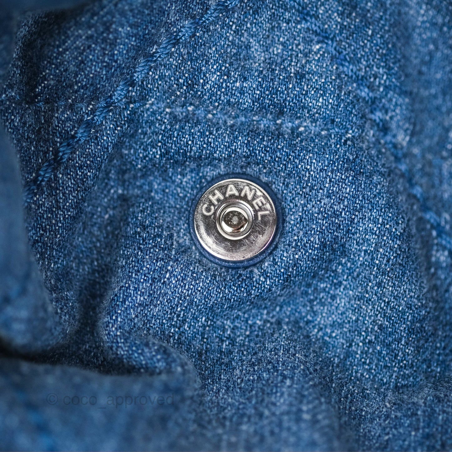 Chanel 22 Small Pearl Studded Denim Silver Hardware