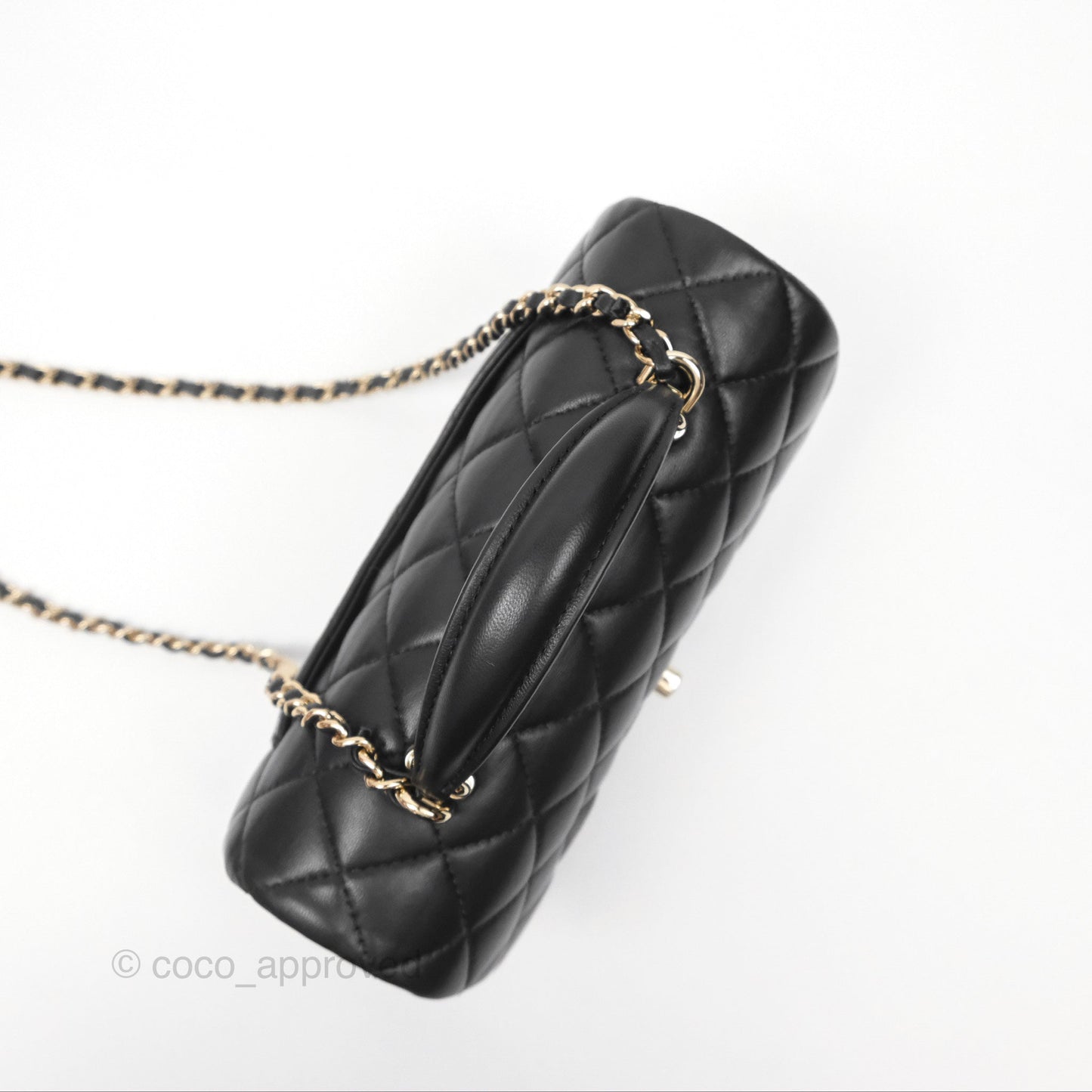 Chanel Top Handle Mini Rectangular Flap Bag Black Lambskin Gold Hardware