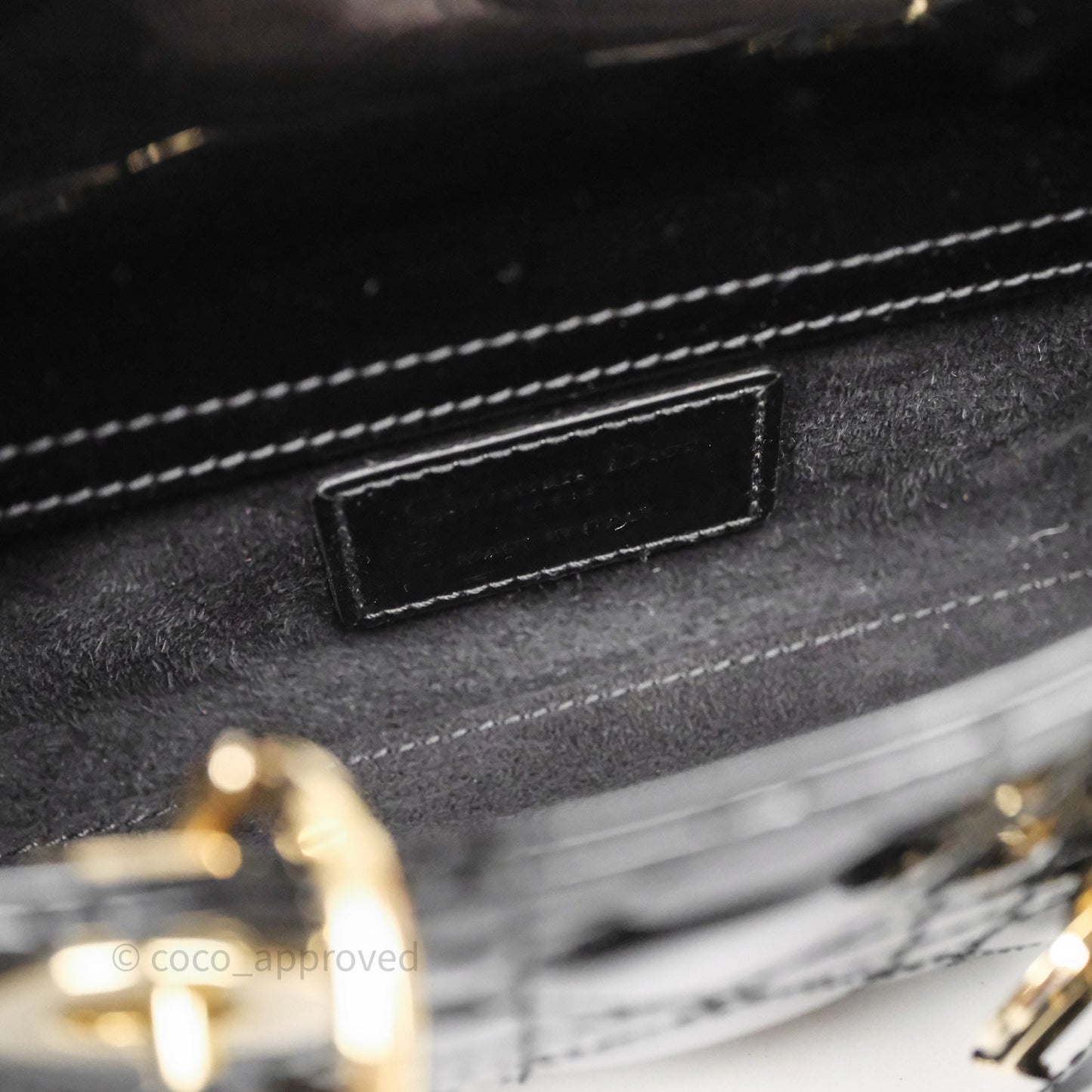 Christian Dior Micro Lady D-Joy Bag Black Patent Cannage Calfskin Gold Hardware