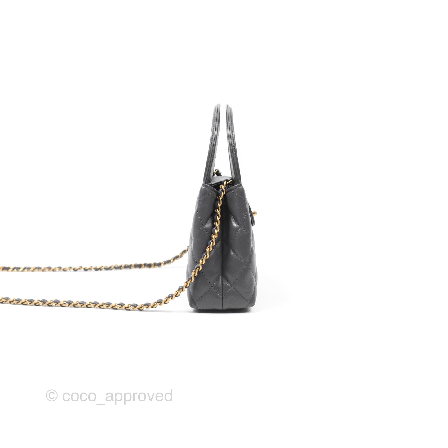 Chanel Kelly Bag Quilted Grey Shiny Calfskin Aged Gold Hardware