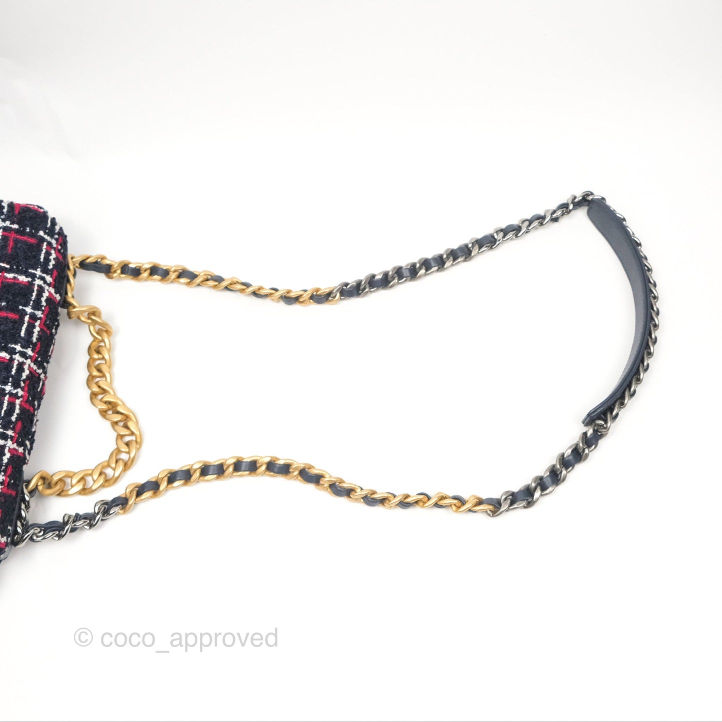 Chanel 19 Small Navy Grid Tweed Mixed Hardware