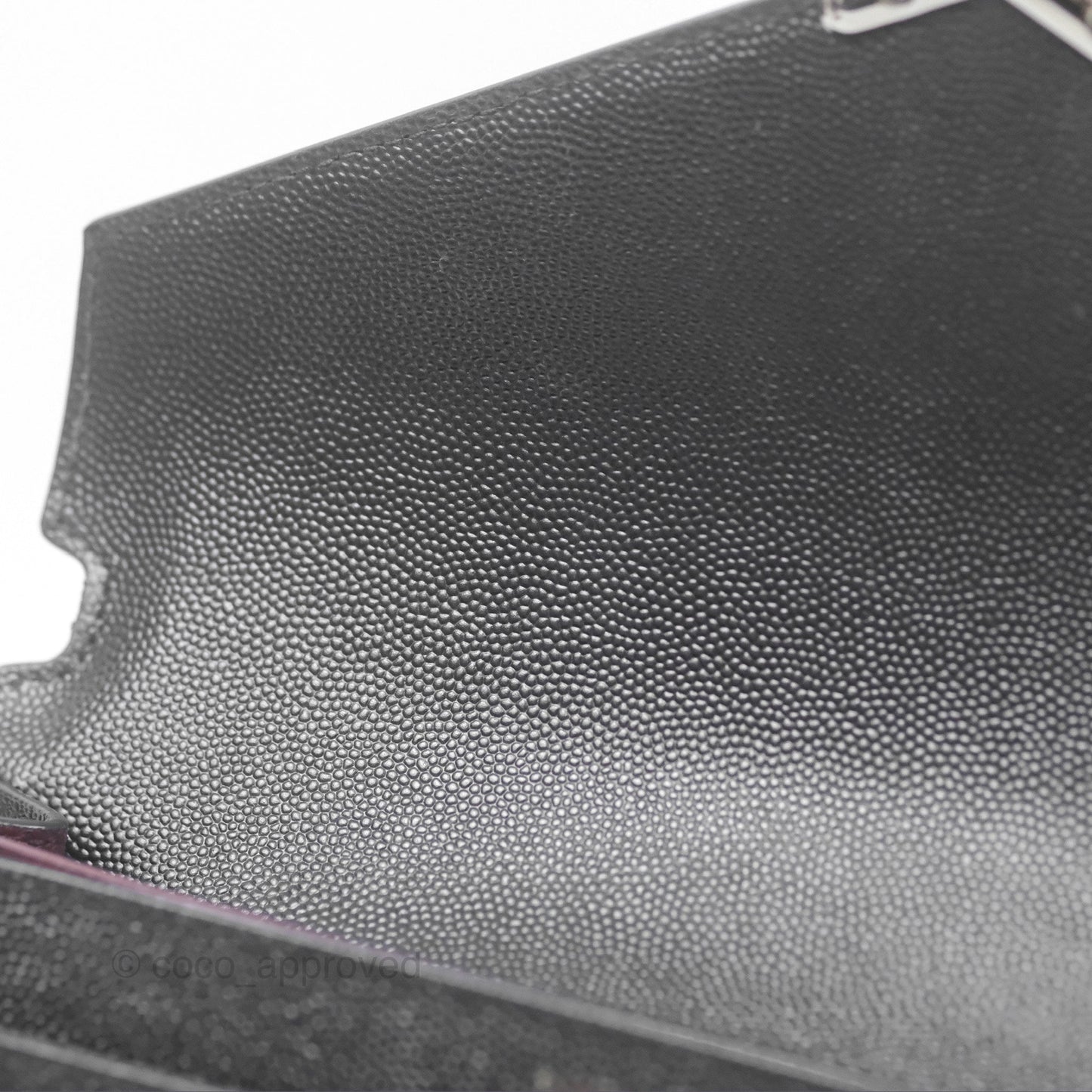 Saint Laurent Cassandra in Grain De Poudre Embossed Leather Black