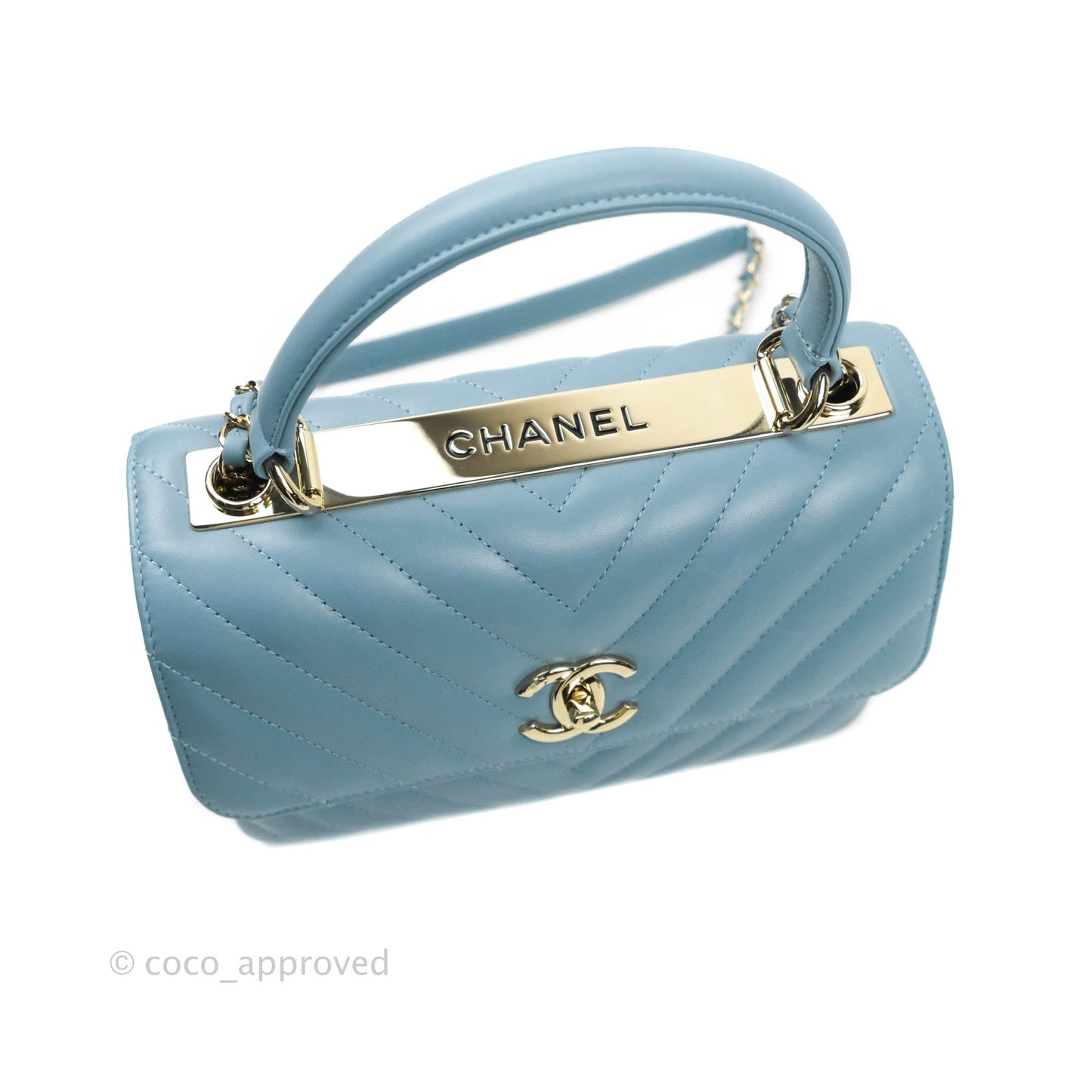 Chanel Trendy CC Chevron Small Blue Lambskin Gold Hardware