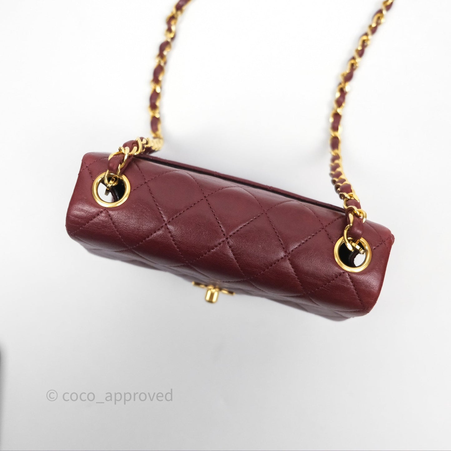 Chanel Vintage Mini Square Burgundy Lambskin 24K Gold Hardware