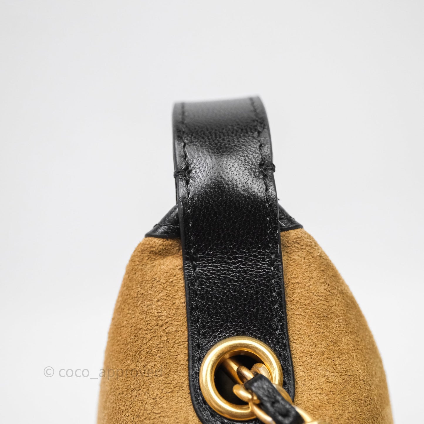Chanel Hobo with Chain Brown Suede/ Black Calfskin Gold Hardware