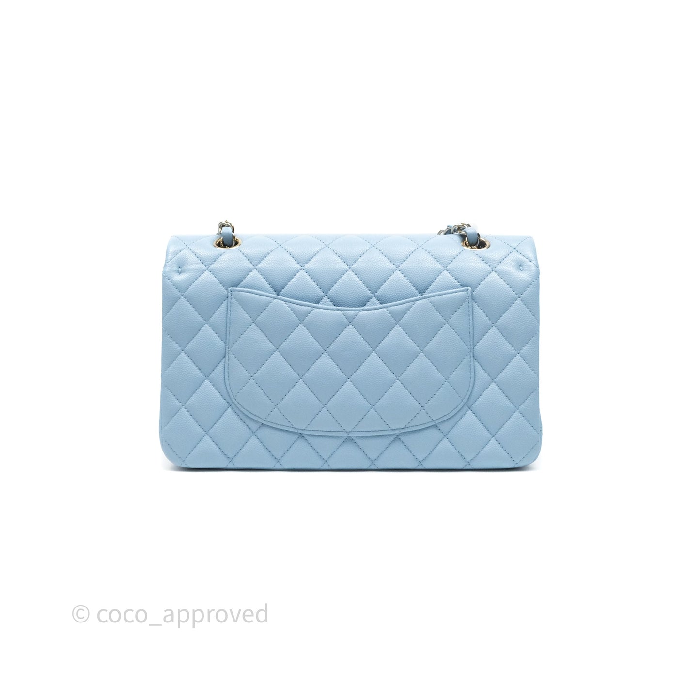 Chanel Classic M/L Medium Flap Quilted Blue Caviar Gold Hardware