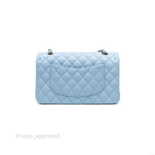 Chanel Classic M/L Medium Flap Quilted Blue Caviar Gold Hardware