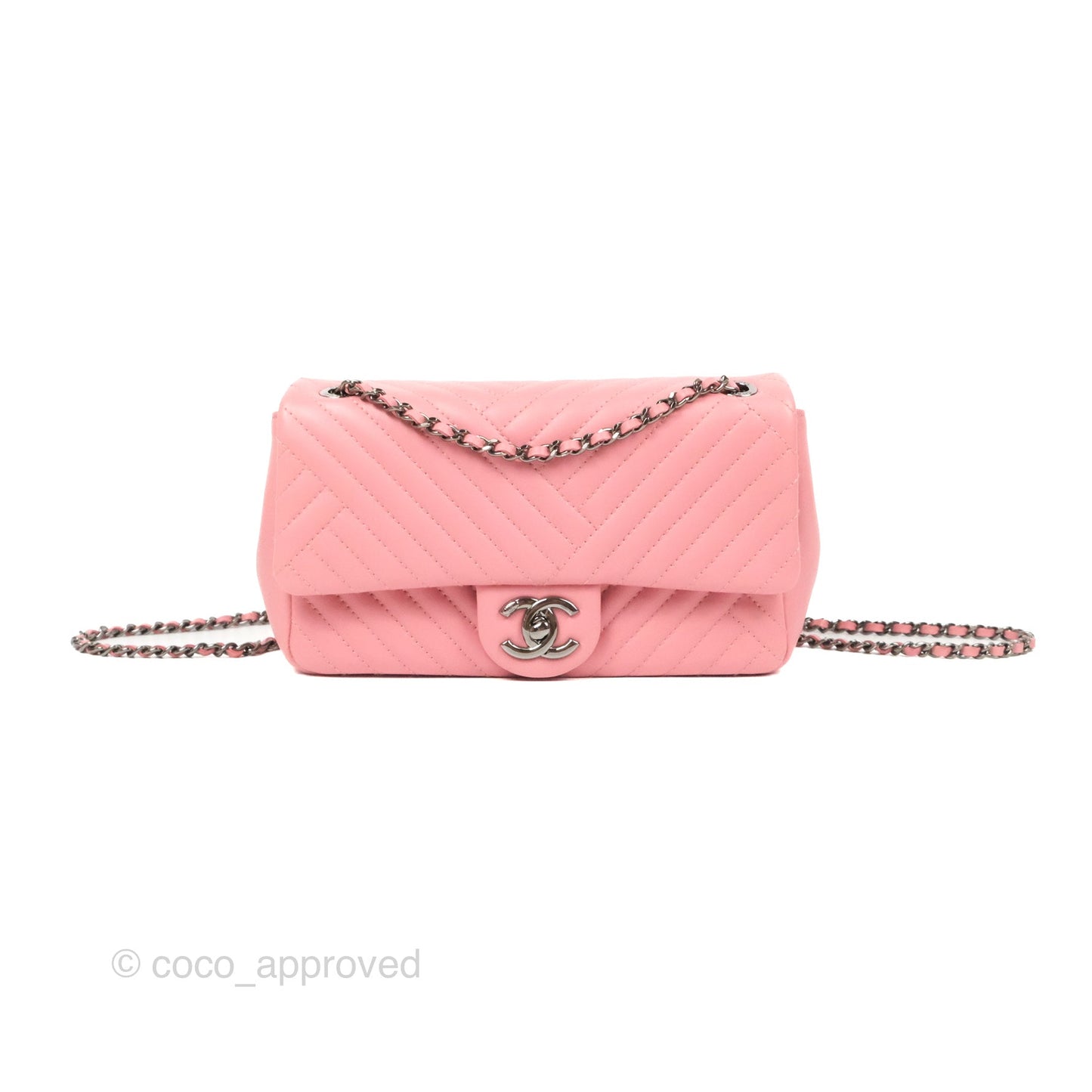 Chanel Small CC Crossing Flap Pink Lambskin Gun Metal Hardware