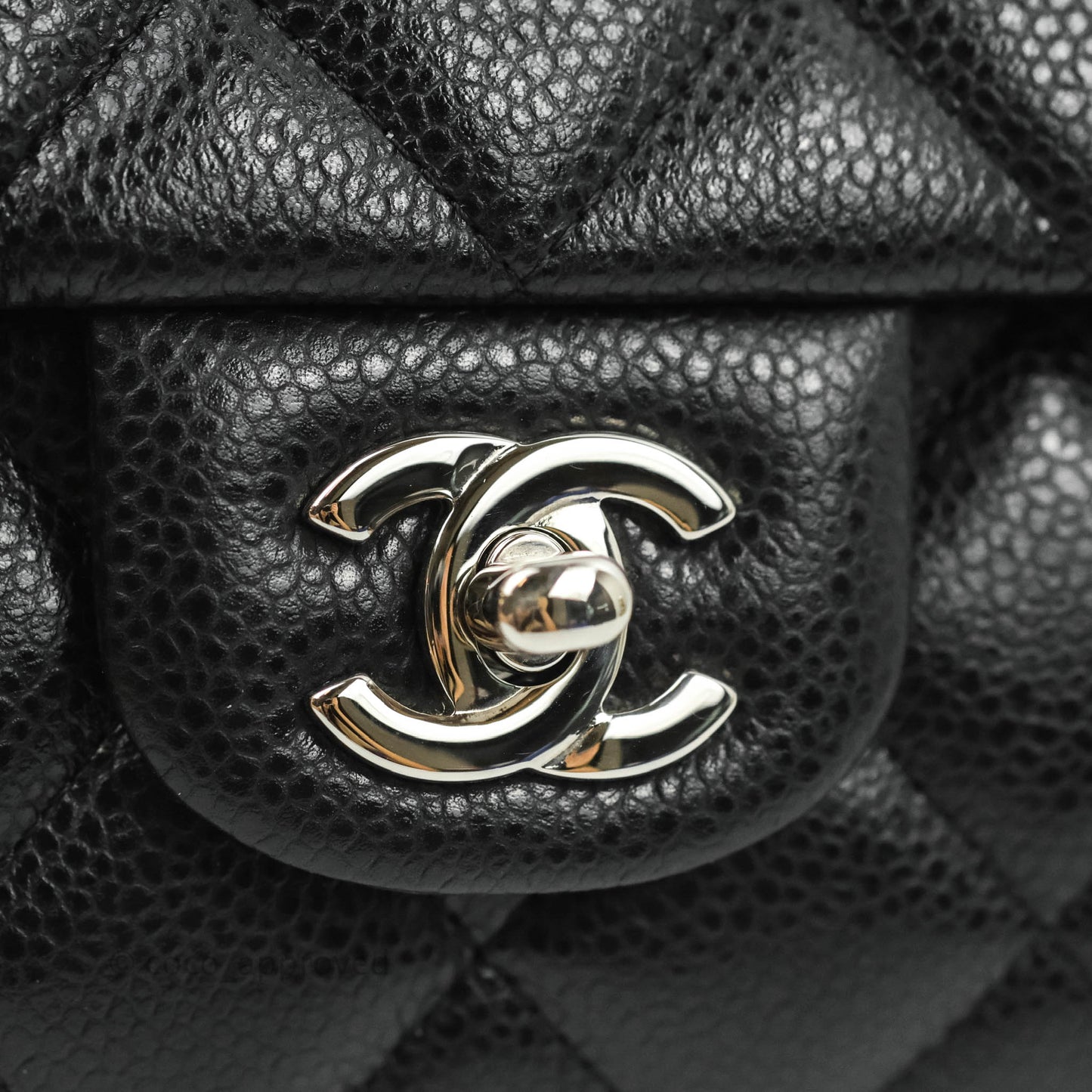 Chanel Quilted Clutch with Chain Caviar Black Silver Hardware