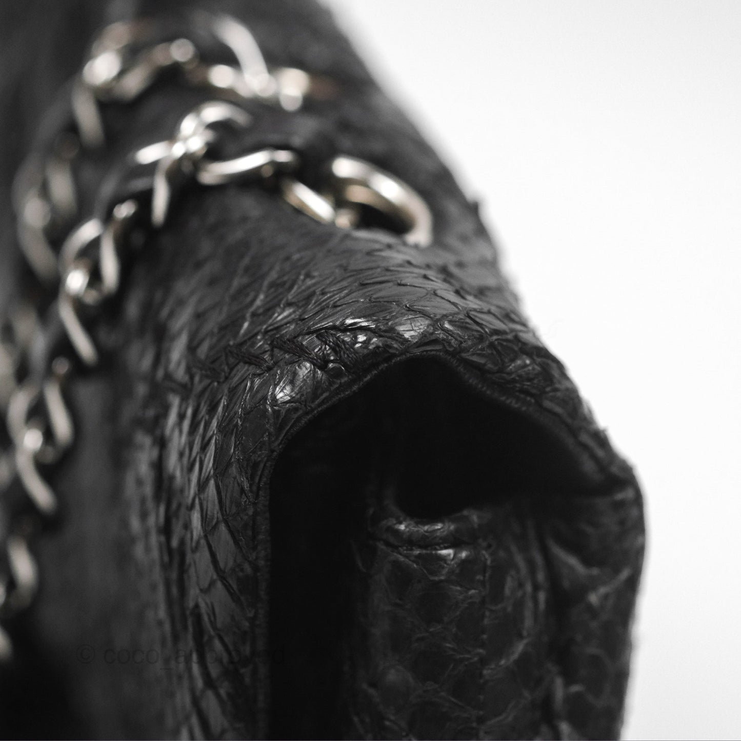 Chanel Quilted Ultimate Stitch Flap Bag Matte Python Black Silver Hardware