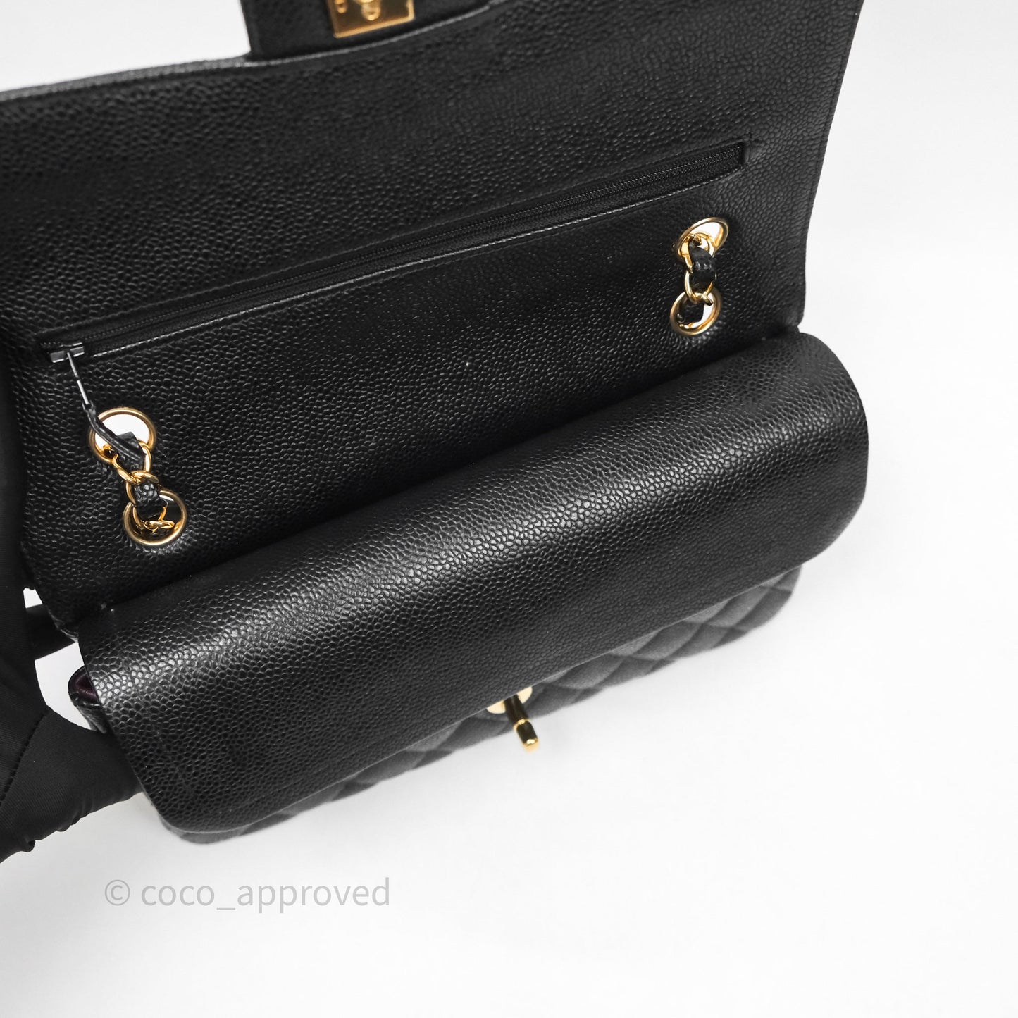 Chanel Classic M/L Medium Flap Quilted Black Caviar Gold Hardware