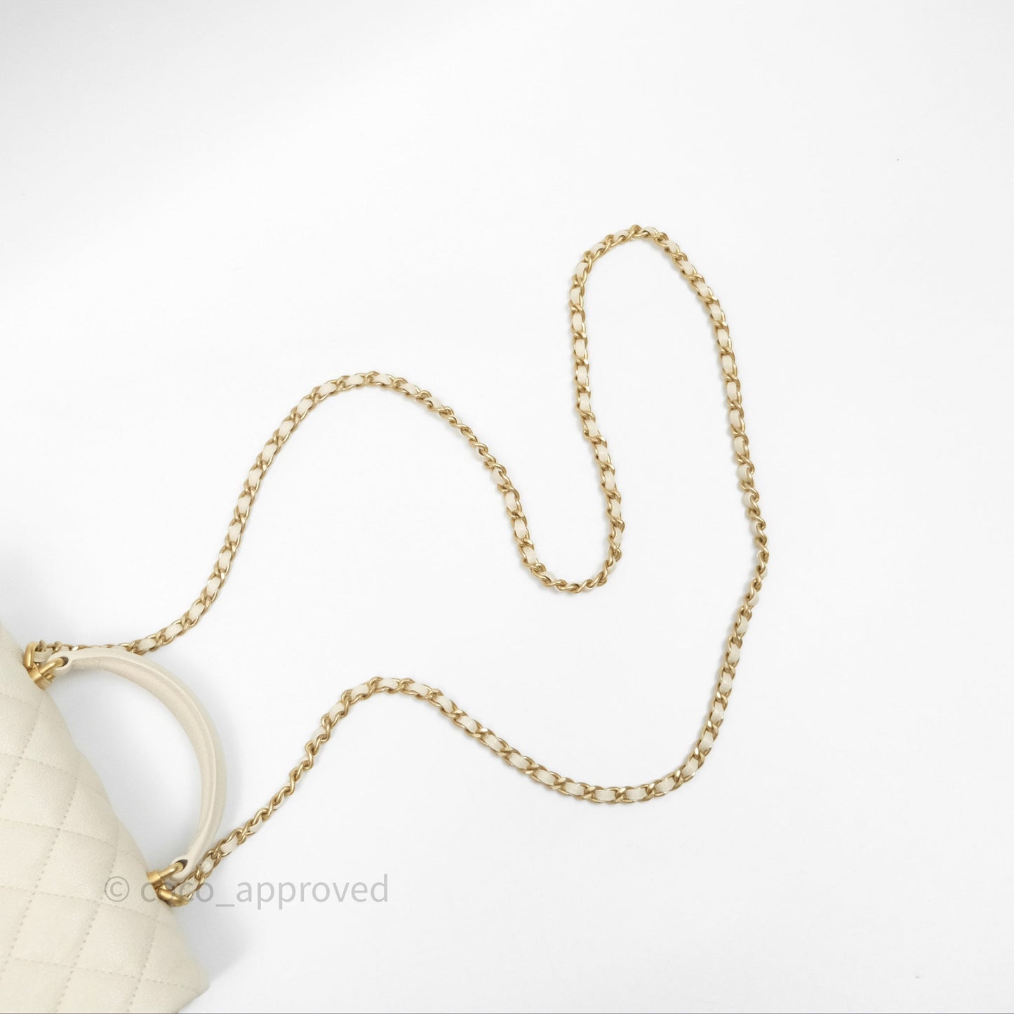 Chanel Top Handle Mini Rectangular Flap Ivory Caviar Aged Gold Hardware