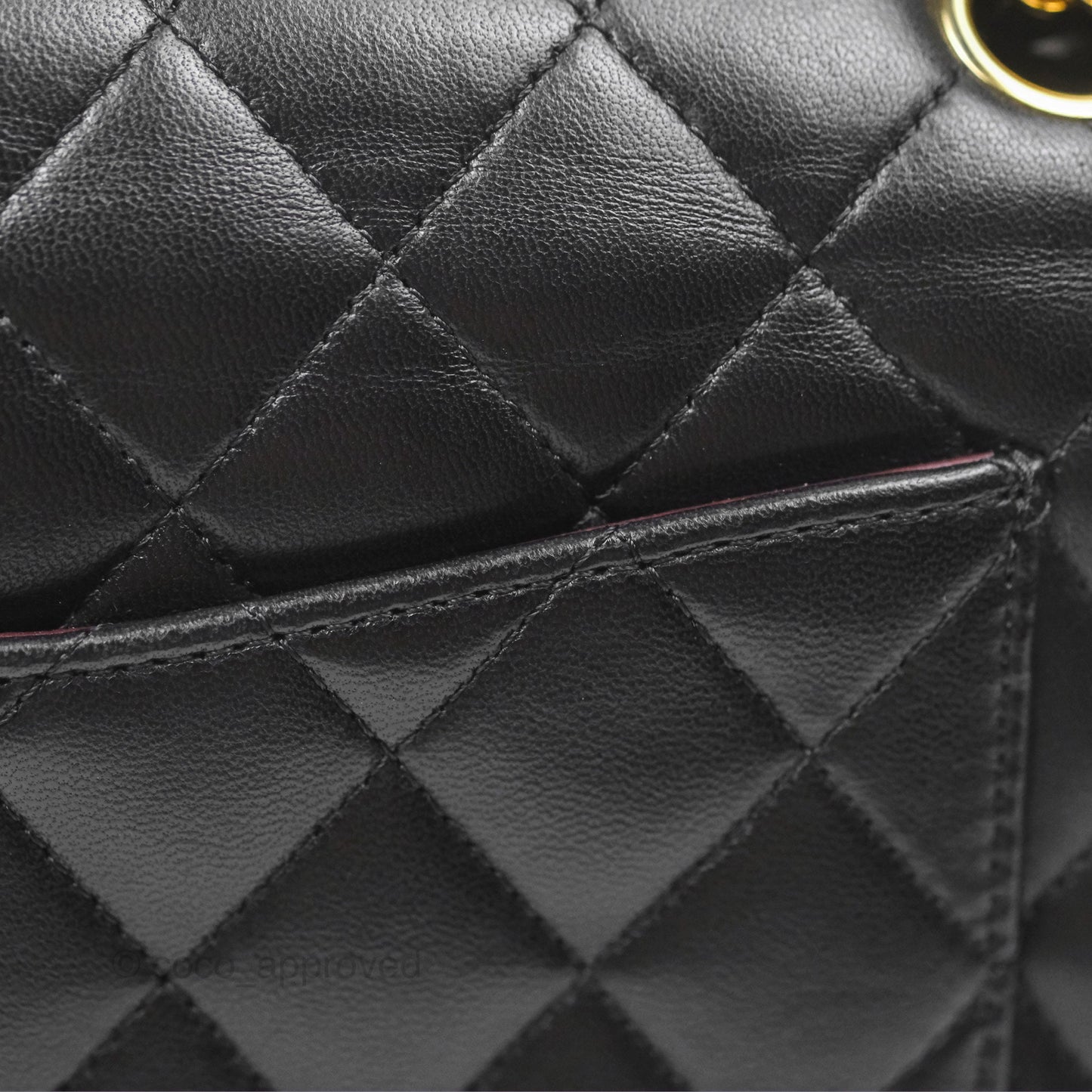 Chanel Classic M/L Medium Flap Quilted Black Lambskin Gold Hardware