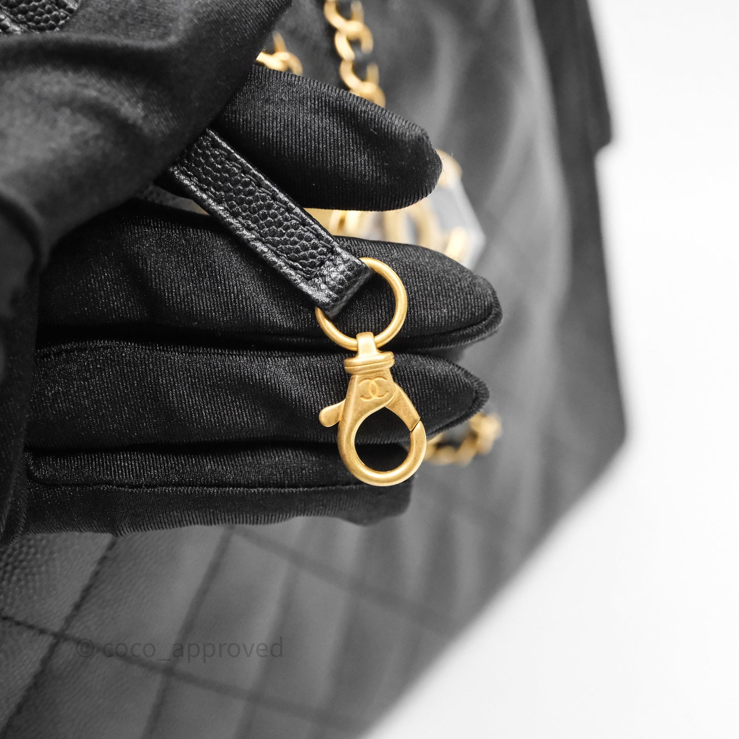 Chanel 25 Medium Black Caviar Aged Gold Hardware