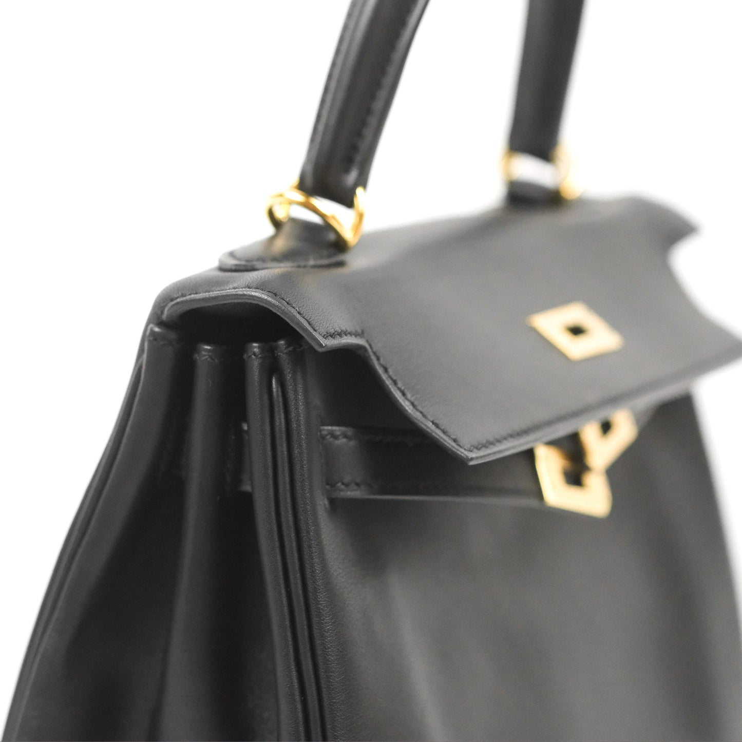 Hermès Retourne Kelly 25 Black Swift Gold Hardware