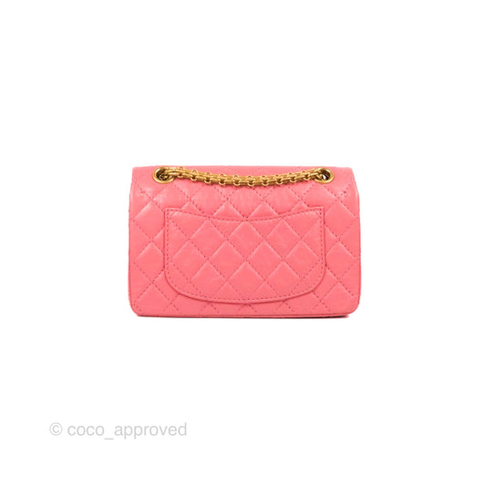 Chanel Mini Reissue 224 Pink Aged Calfskin Aged Gold Hardware