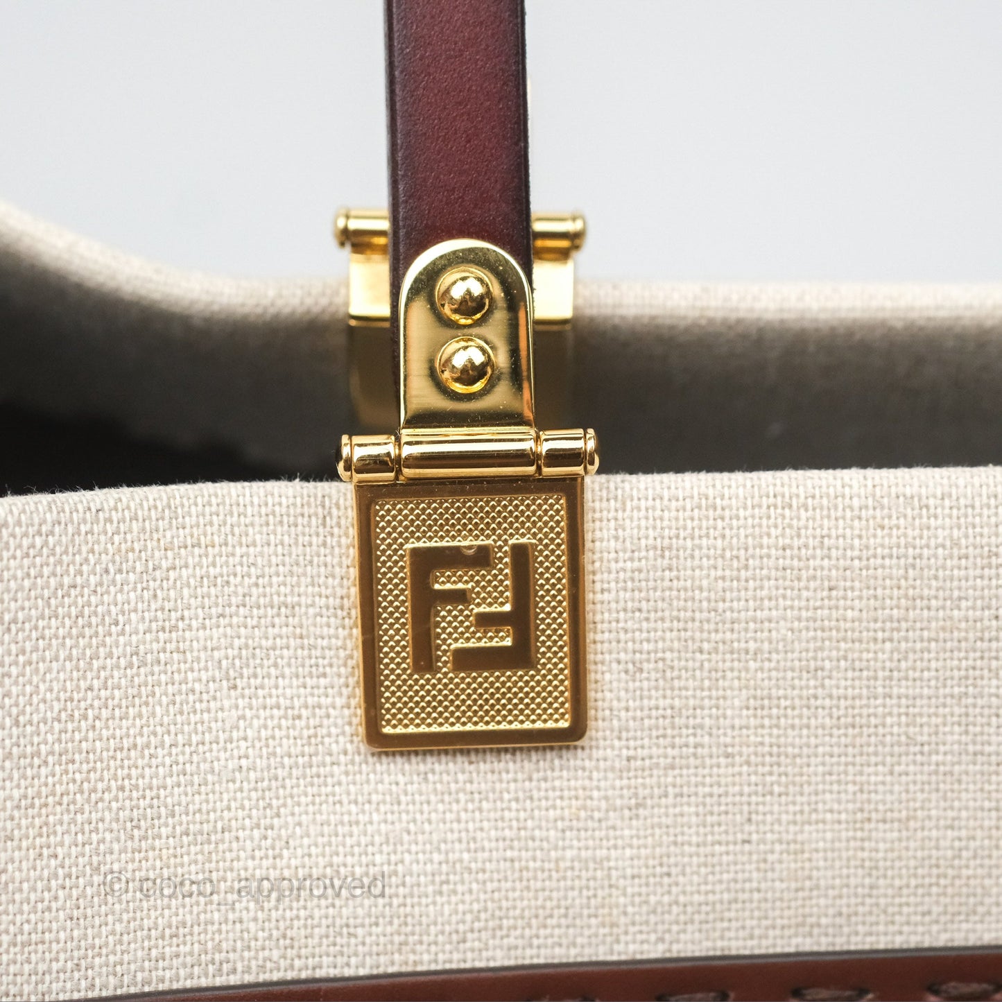 Fendi Sunshine Medium Tote Beige Fabric