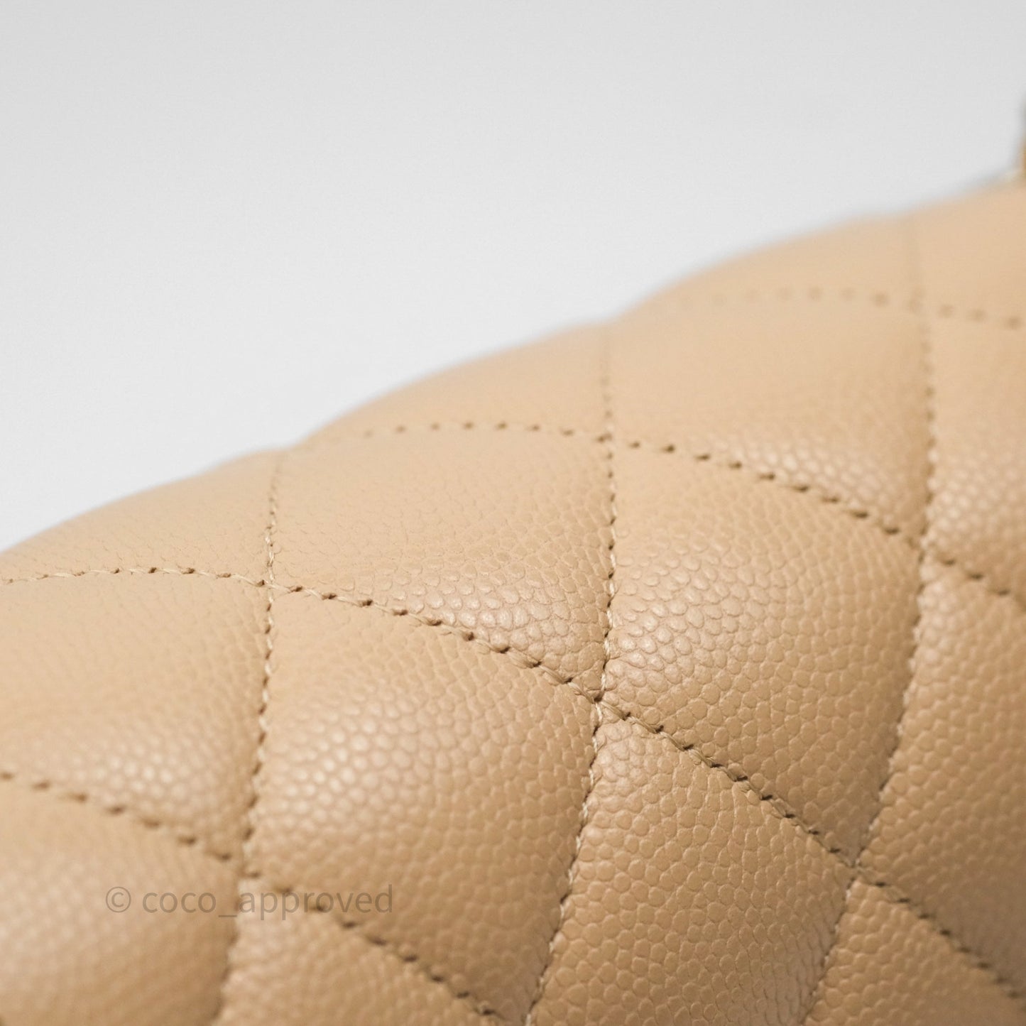 Chanel Classic Small S/M Quilted Flap Beige Caviar Gold Hardware