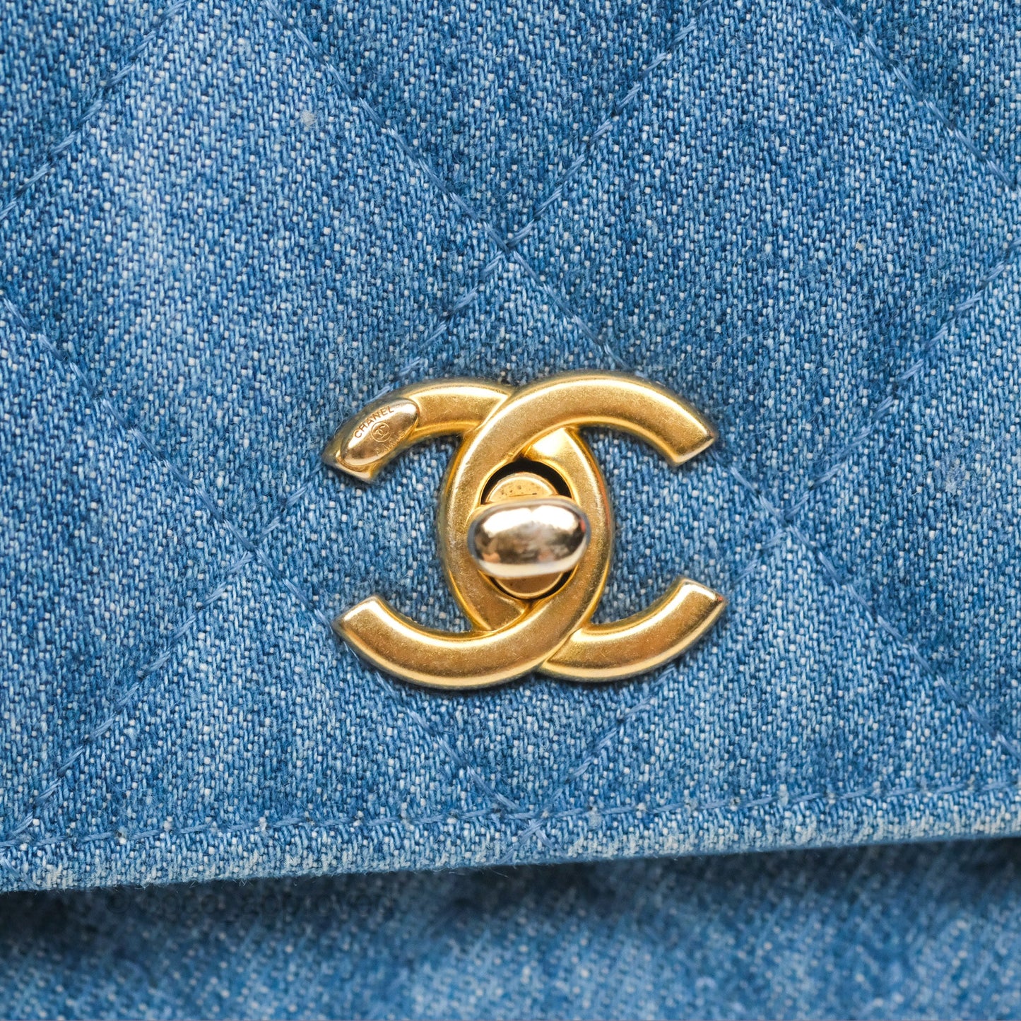 Chanel Quilted Pearl Crush Wallet on Chain WOC Denim Aged Gold Hardware