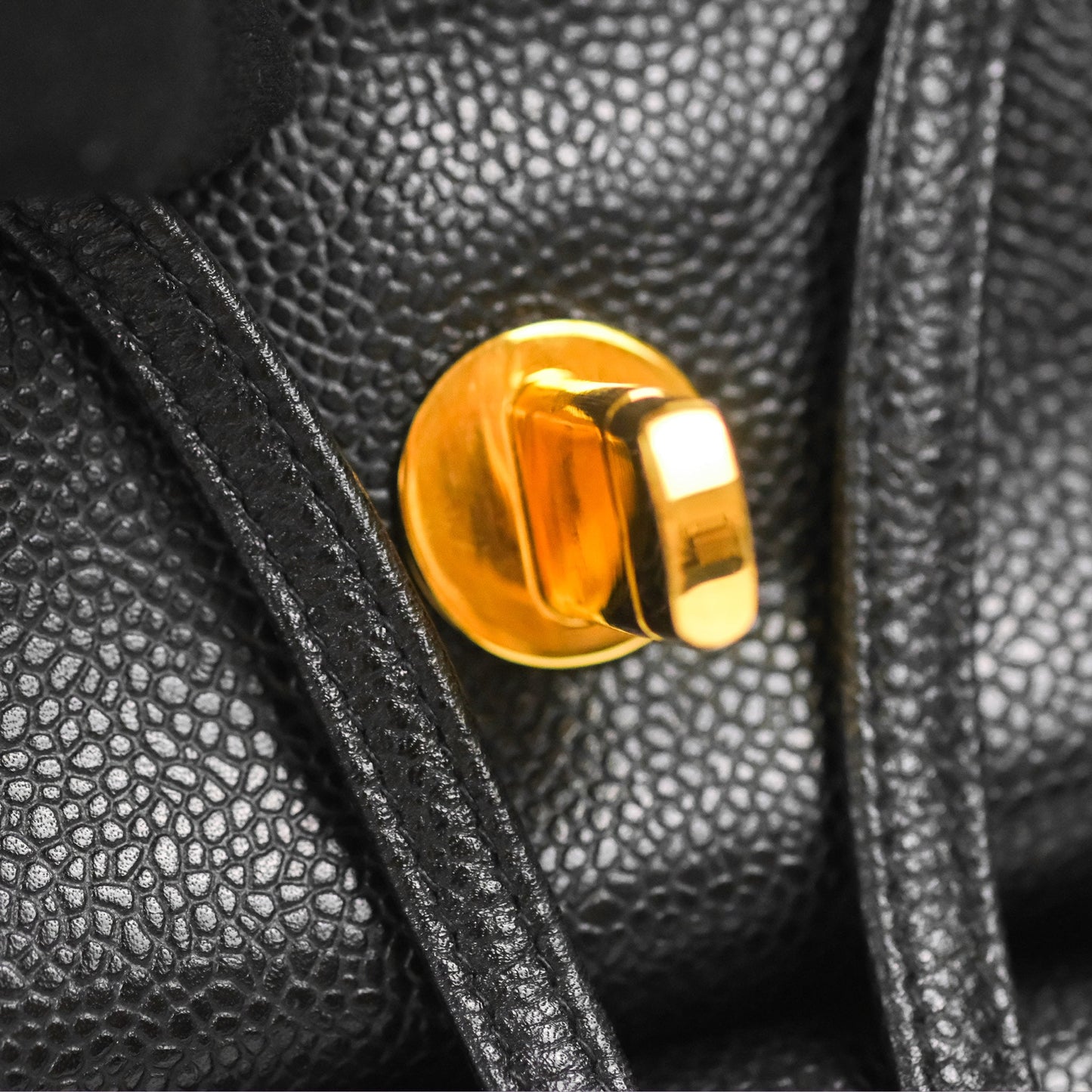 Chanel Vintage Large CC backpack Black Caviar 24K Gold Hardware