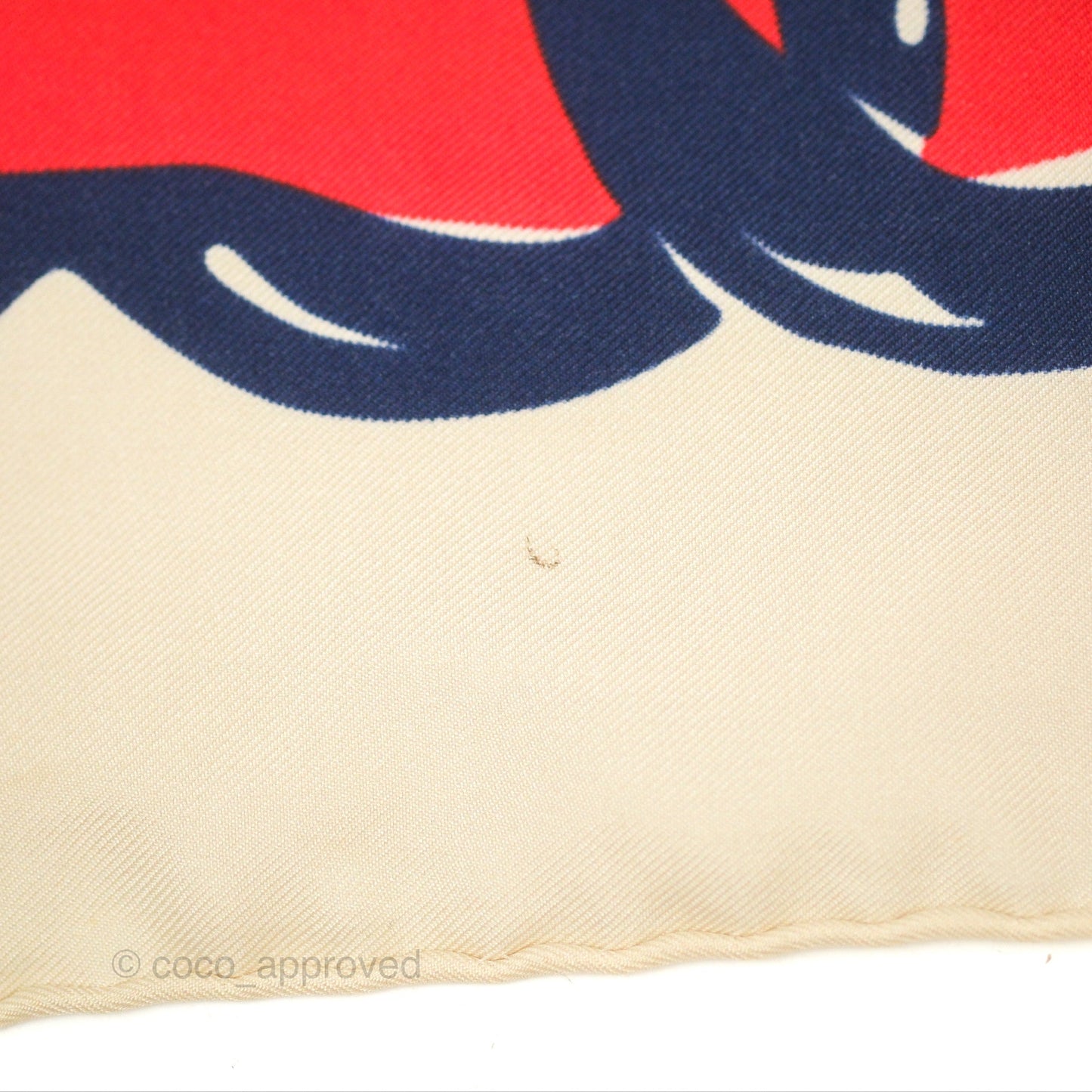 Chanel Square Silk Scarf Ivory/ Red/ Navy